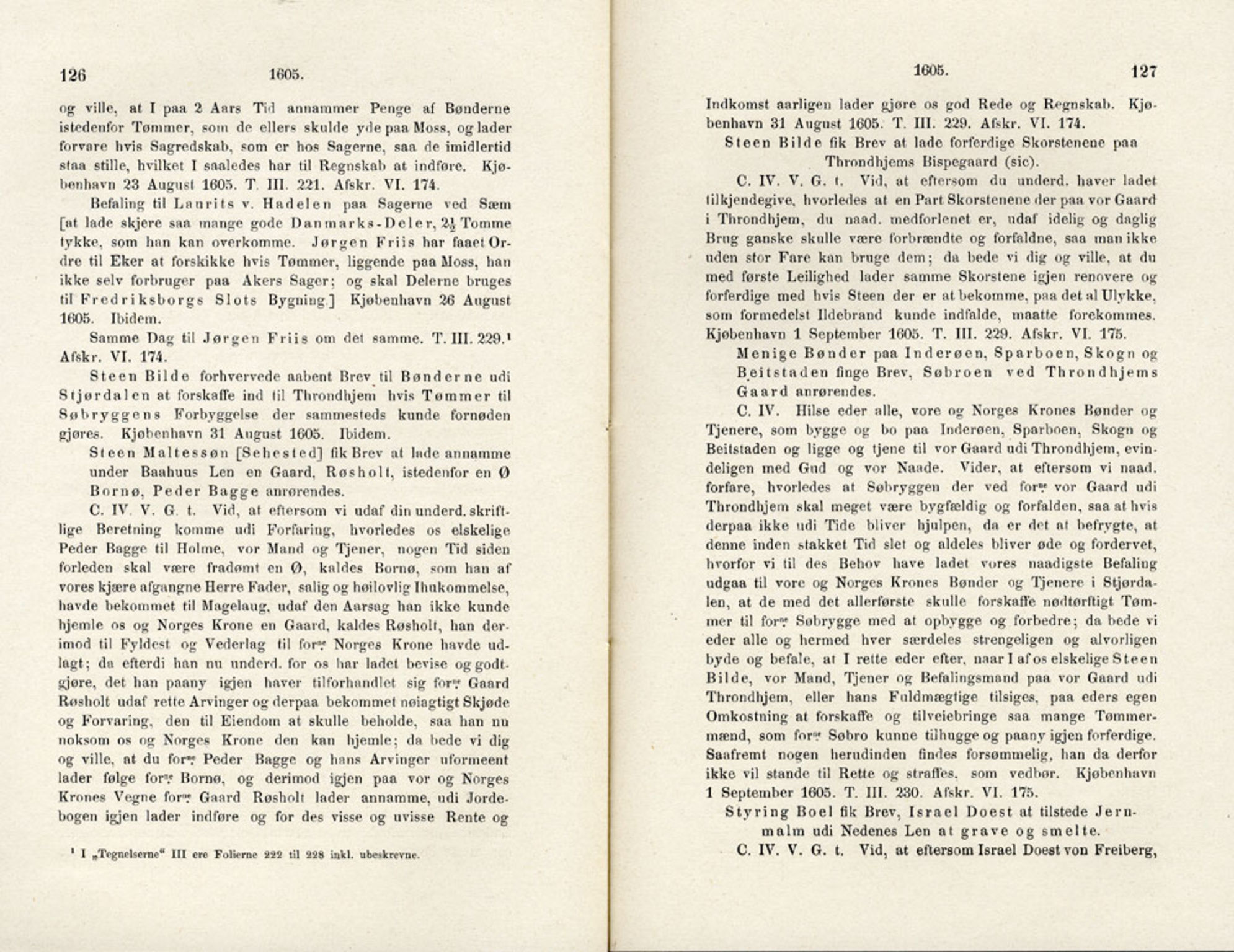 Publikasjoner utgitt av Det Norske Historiske Kildeskriftfond, PUBL/-/-/-: Norske Rigs-Registranter, bind 4, 1603-1618, p. 126-127