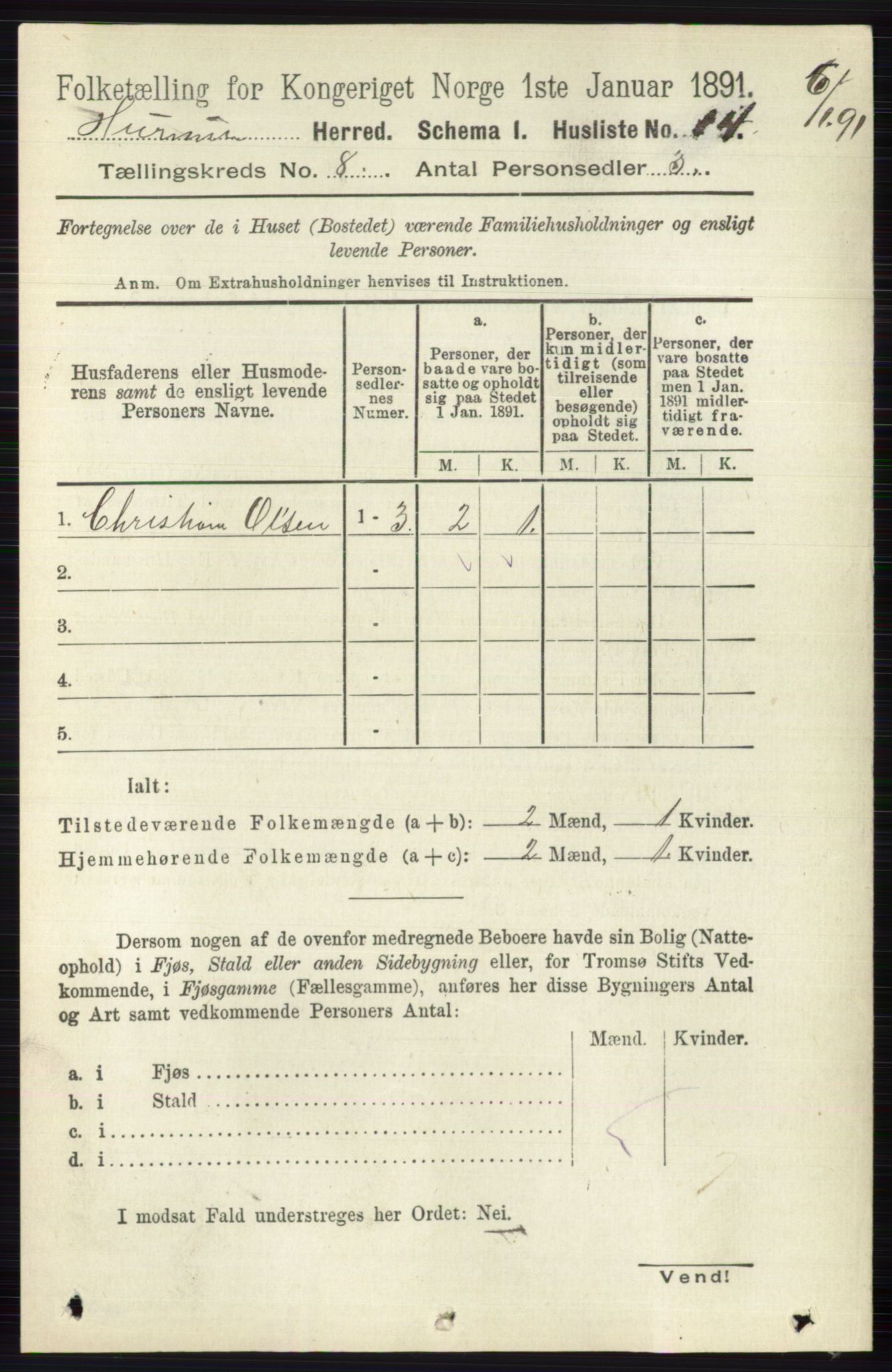 RA, 1891 census for 0628 Hurum, 1891, p. 2656