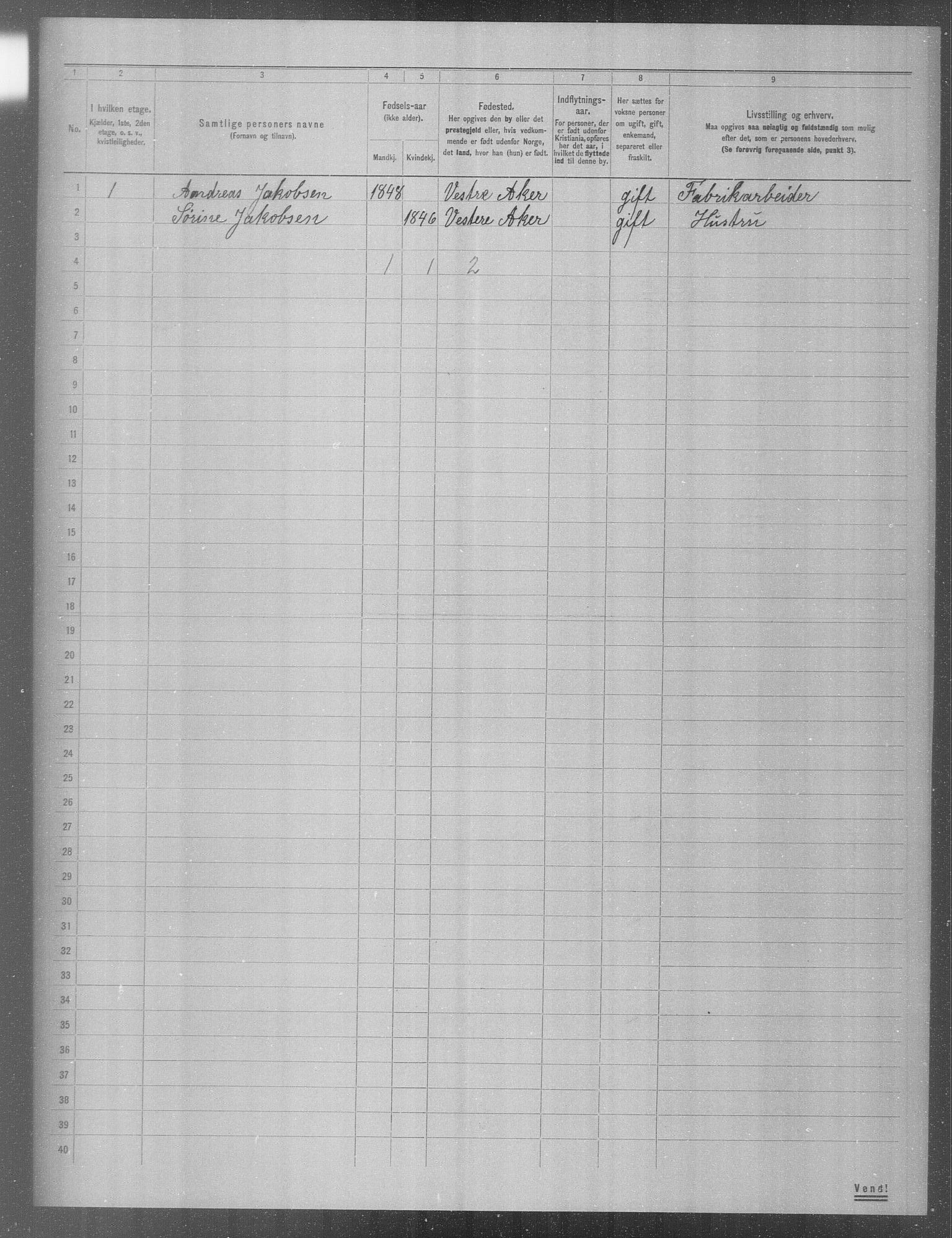 OBA, Municipal Census 1904 for Kristiania, 1904, p. 3564