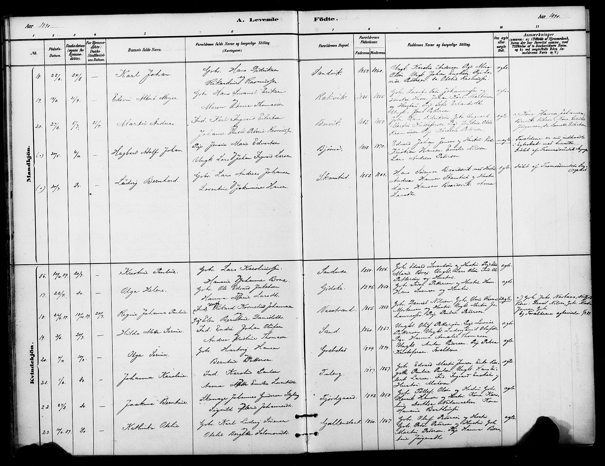 Lenvik sokneprestembete, AV/SATØ-S-1310/H/Ha/Haa/L0012kirke: Parish register (official) no. 12, 1880-1895