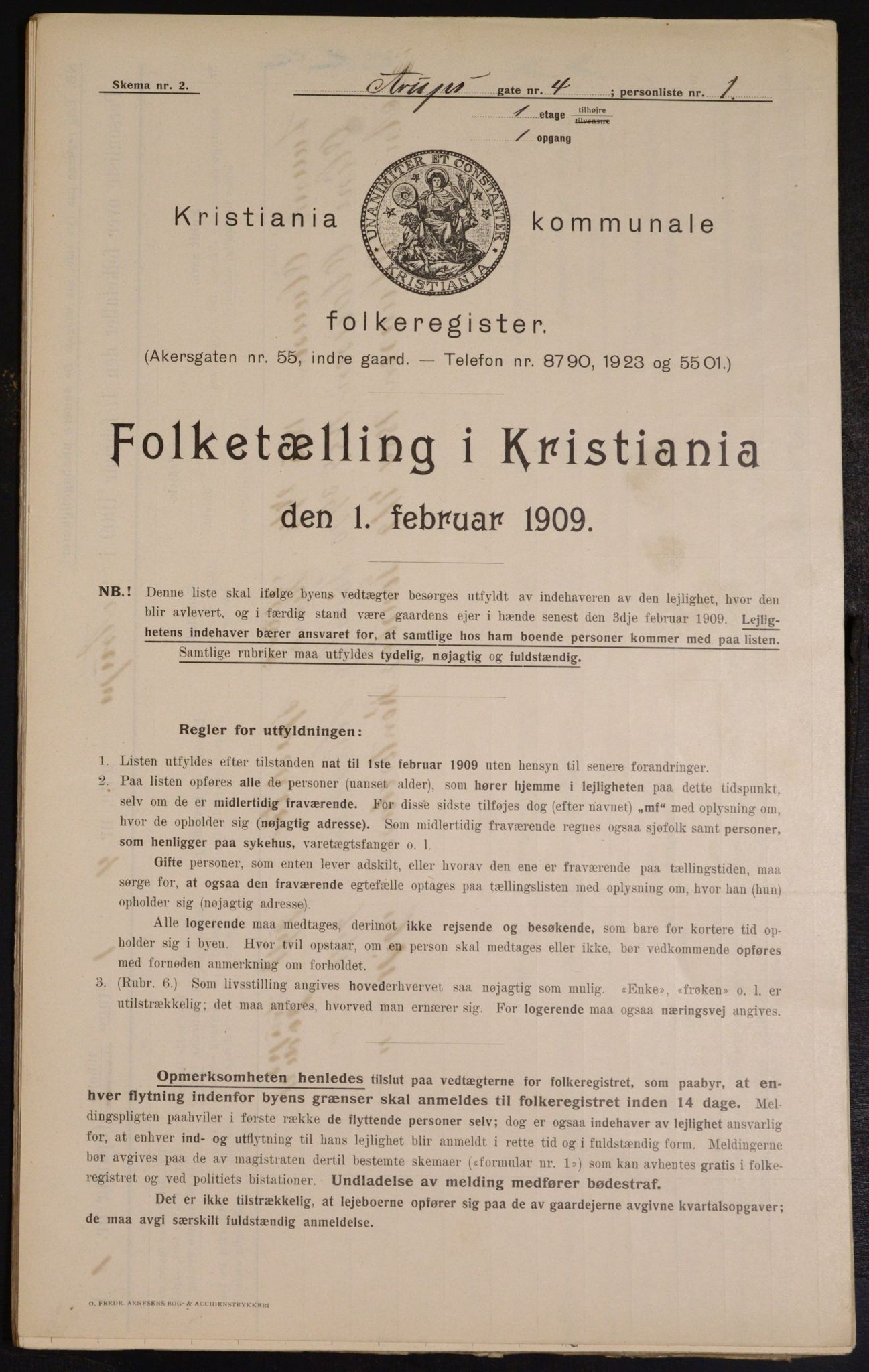 OBA, Municipal Census 1909 for Kristiania, 1909, p. 2058