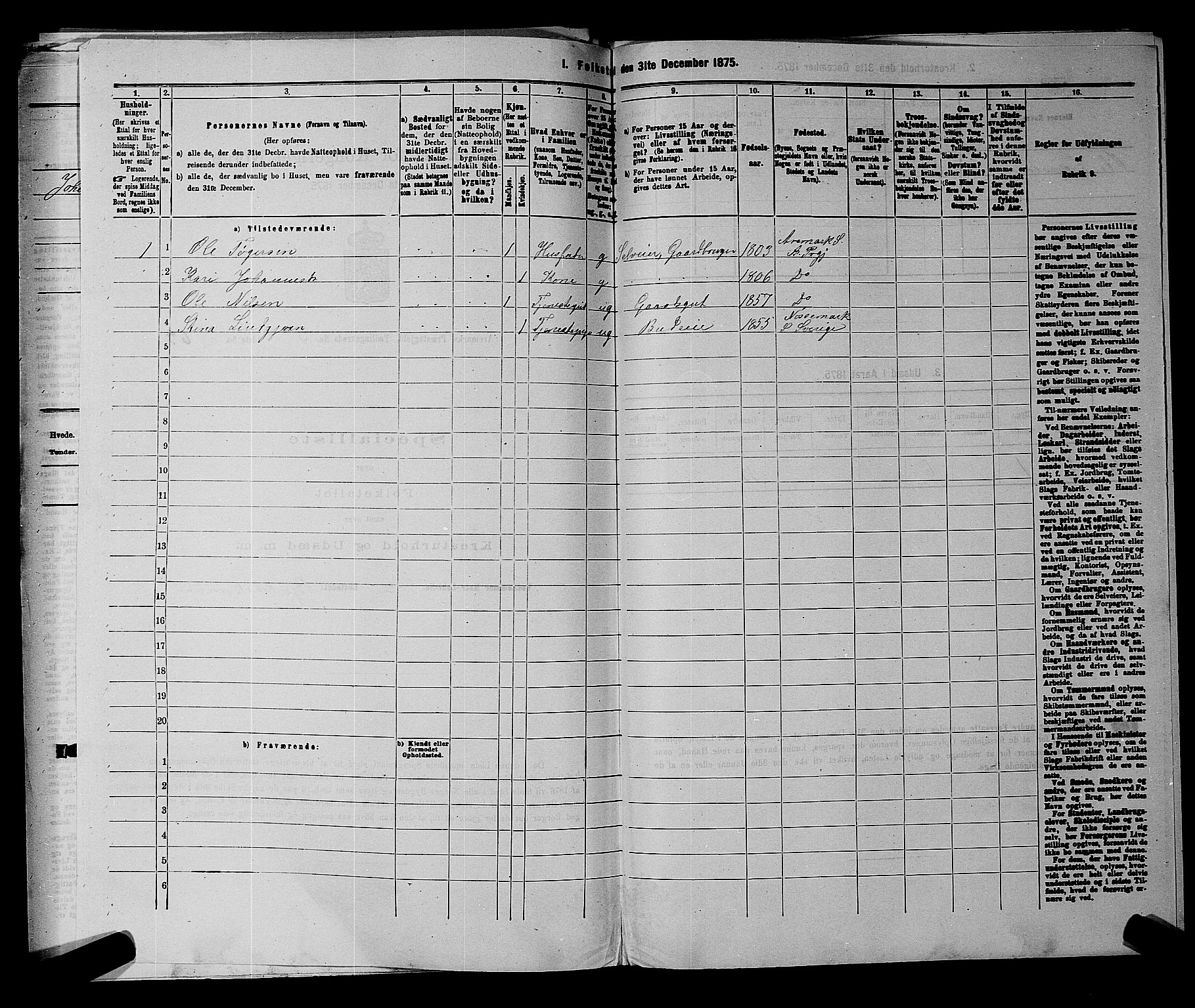 RA, 1875 census for 0118P Aremark, 1875, p. 501