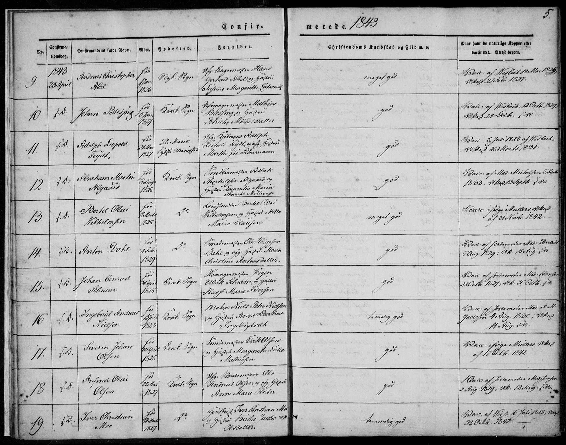 Korskirken sokneprestembete, SAB/A-76101/H/Haa/L0026: Parish register (official) no. C 2, 1842-1854, p. 5