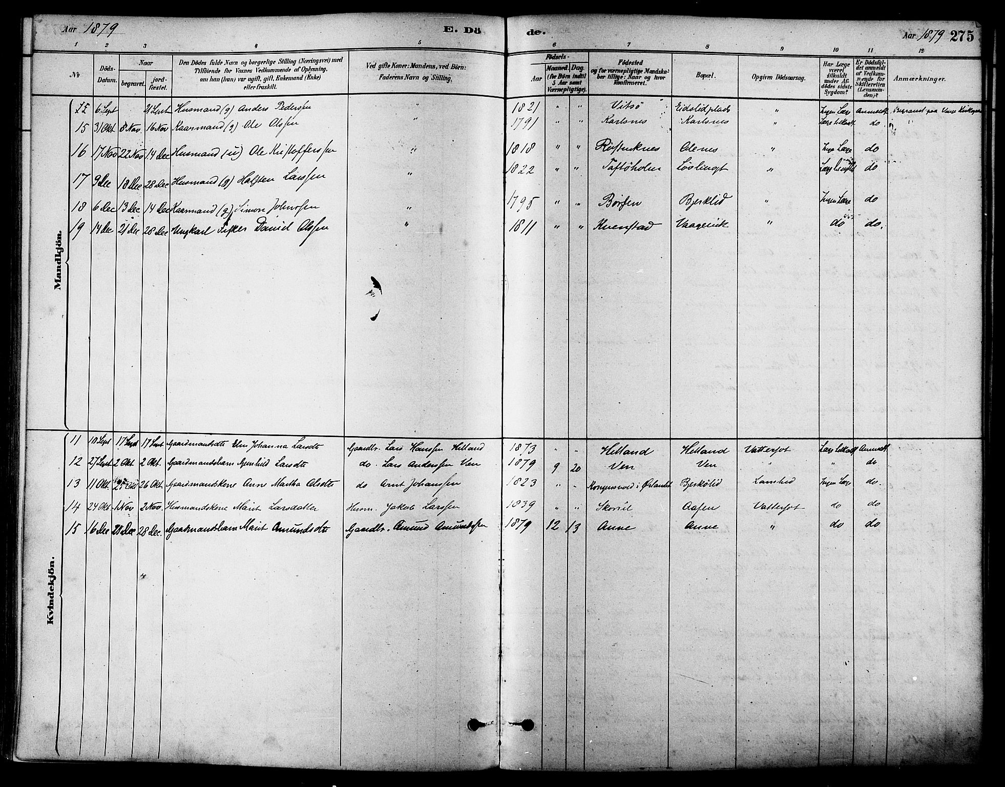 Ministerialprotokoller, klokkerbøker og fødselsregistre - Sør-Trøndelag, AV/SAT-A-1456/630/L0496: Parish register (official) no. 630A09, 1879-1895, p. 275