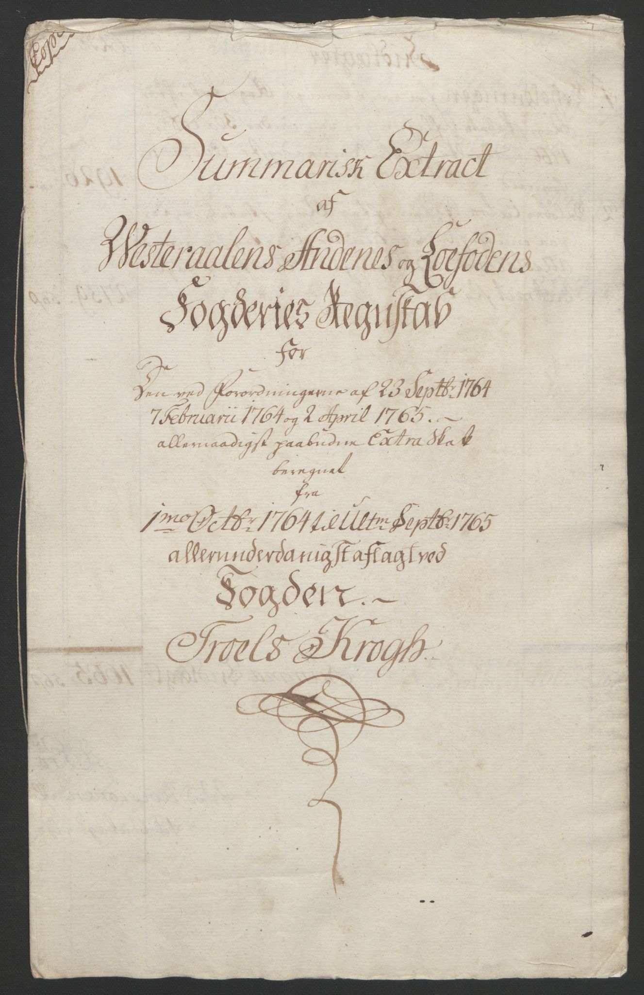 Rentekammeret inntil 1814, Reviderte regnskaper, Fogderegnskap, AV/RA-EA-4092/R67/L4747: Ekstraskatten Vesterålen, Andenes og Lofoten, 1762-1766, p. 351