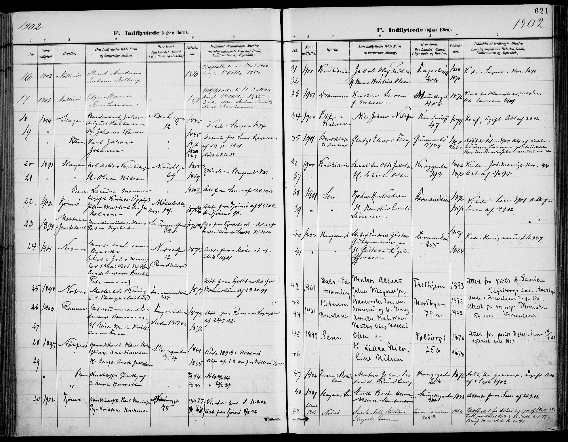 Tønsberg kirkebøker, AV/SAKO-A-330/F/Fa/L0013: Parish register (official) no. I 13, 1900-1913, p. 621