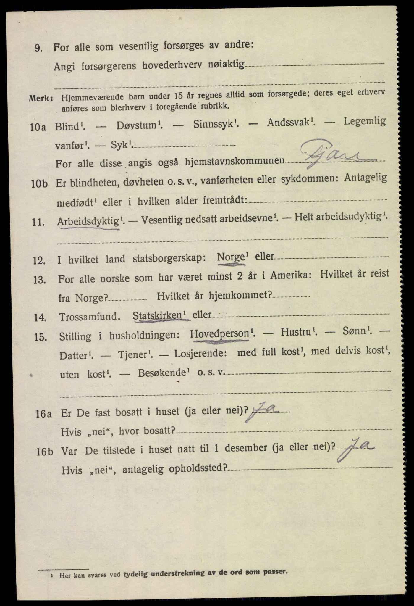 SAK, 1920 census for Fjære, 1920, p. 2116