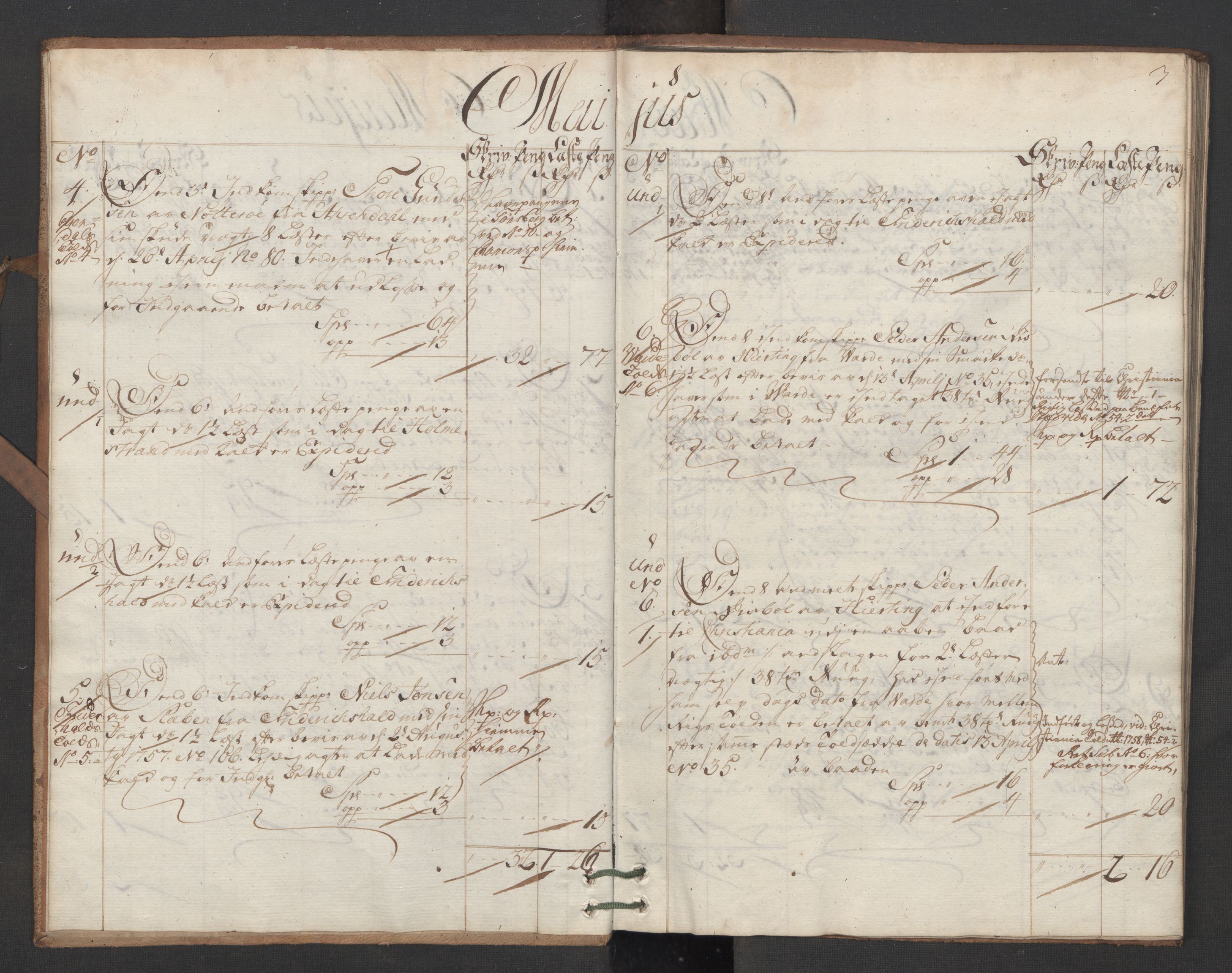 Generaltollkammeret, tollregnskaper, AV/RA-EA-5490/R06/L0046b/0001: Tollregnskaper Kristiania / Inngående hovedtollbok Slependen, 1758