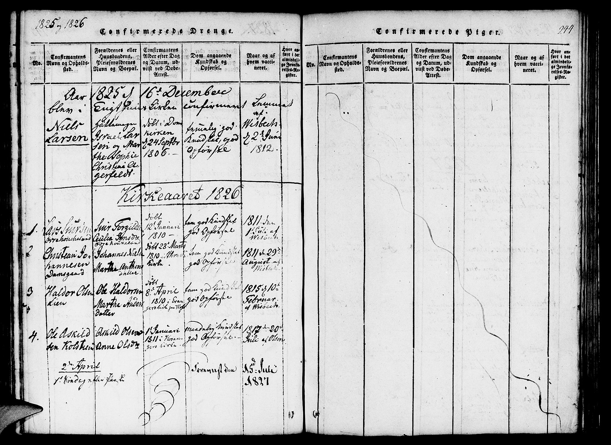 St. Jørgens hospital og Årstad sokneprestembete, SAB/A-99934: Parish register (official) no. A 3, 1815-1843, p. 244