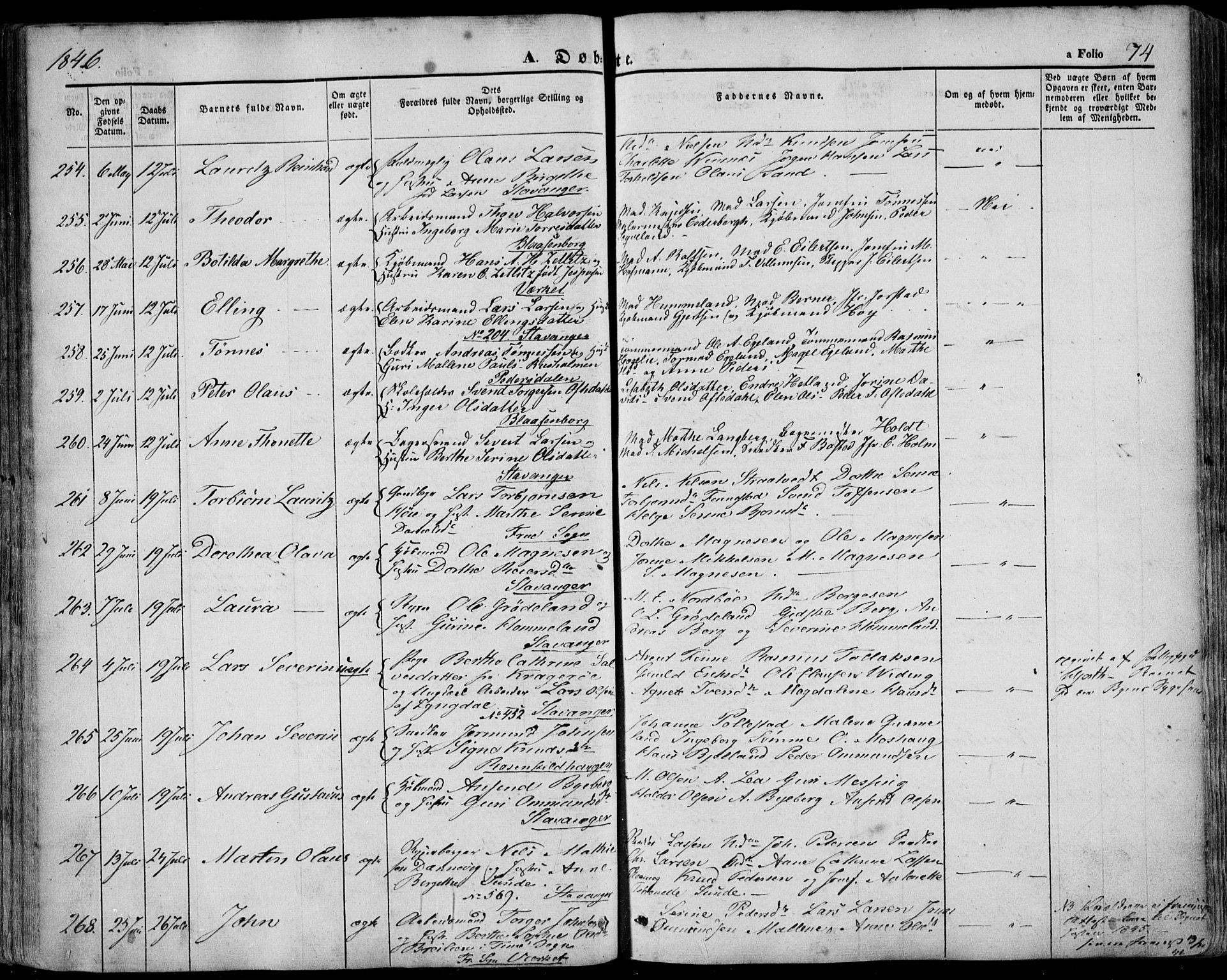 Domkirken sokneprestkontor, AV/SAST-A-101812/001/30/30BA/L0016: Parish register (official) no. A 15, 1844-1854, p. 74