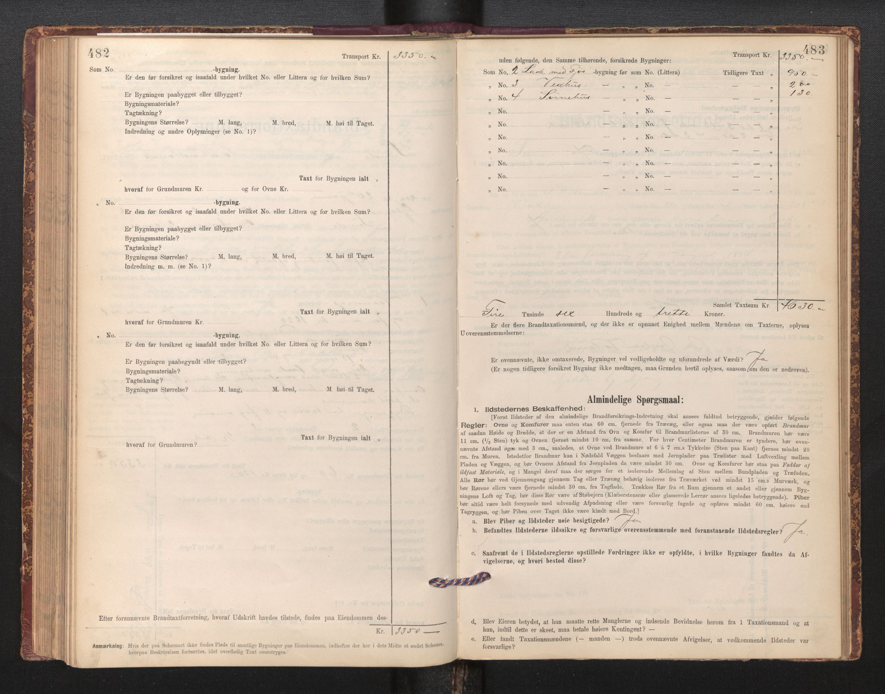 Lensmannen i Sund og Austevoll, AV/SAB-A-35201/0012/L0003: Branntakstprotokoll, skjematakst, 1894-1917, p. 482-483