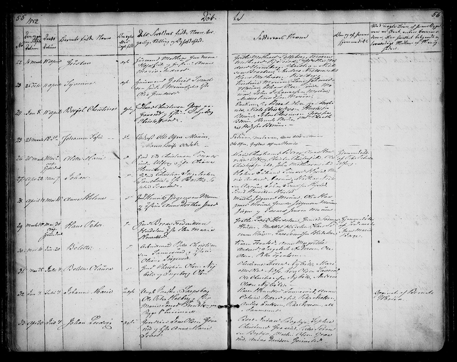 Borge prestekontor Kirkebøker, AV/SAO-A-10903/F/Fa/L0005: Parish register (official) no. I 5, 1848-1860, p. 55-56