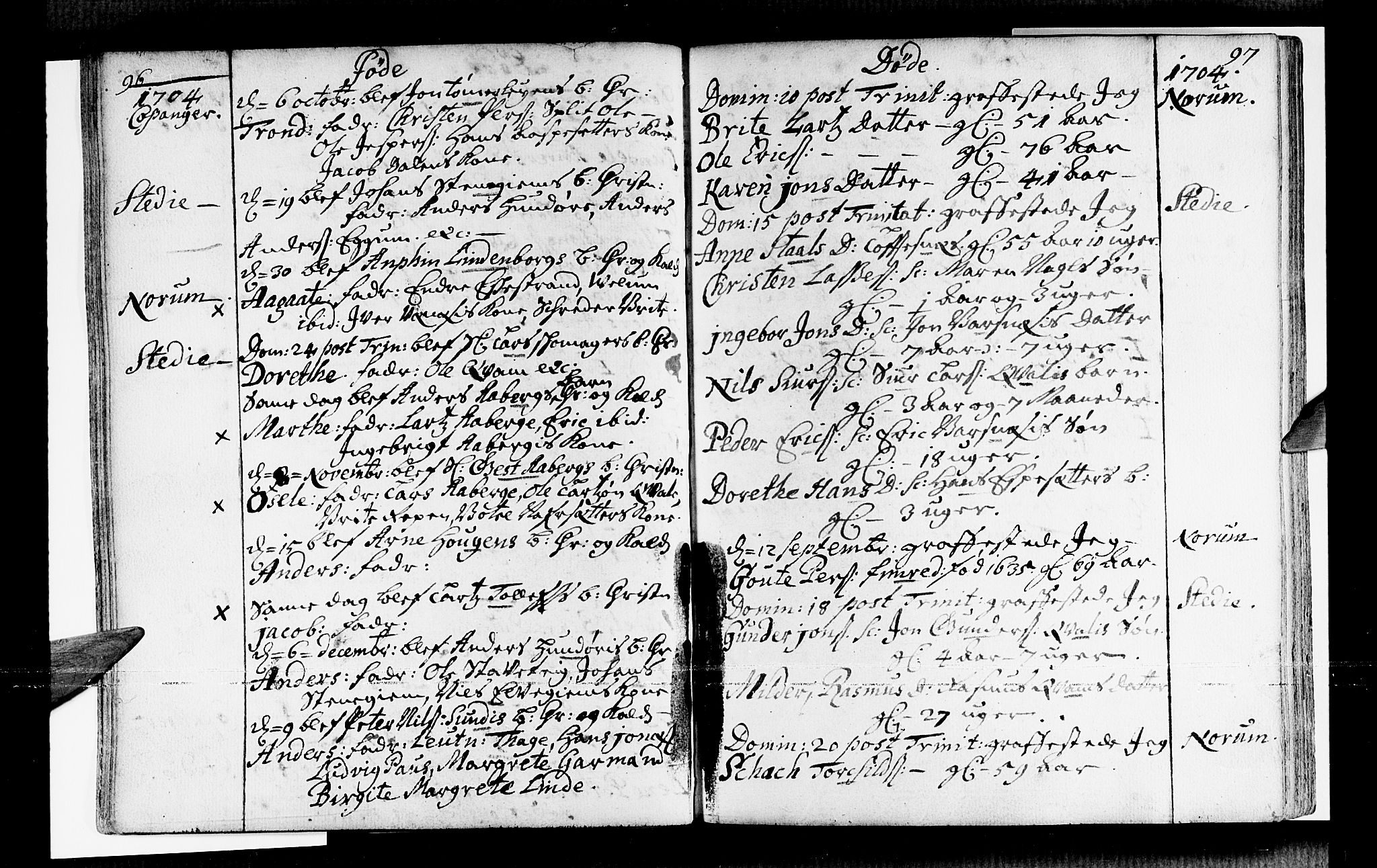 Sogndal sokneprestembete, AV/SAB-A-81301/H/Haa/Haaa/L0001: Parish register (official) no. A 1, 1689-1713, p. 96-97