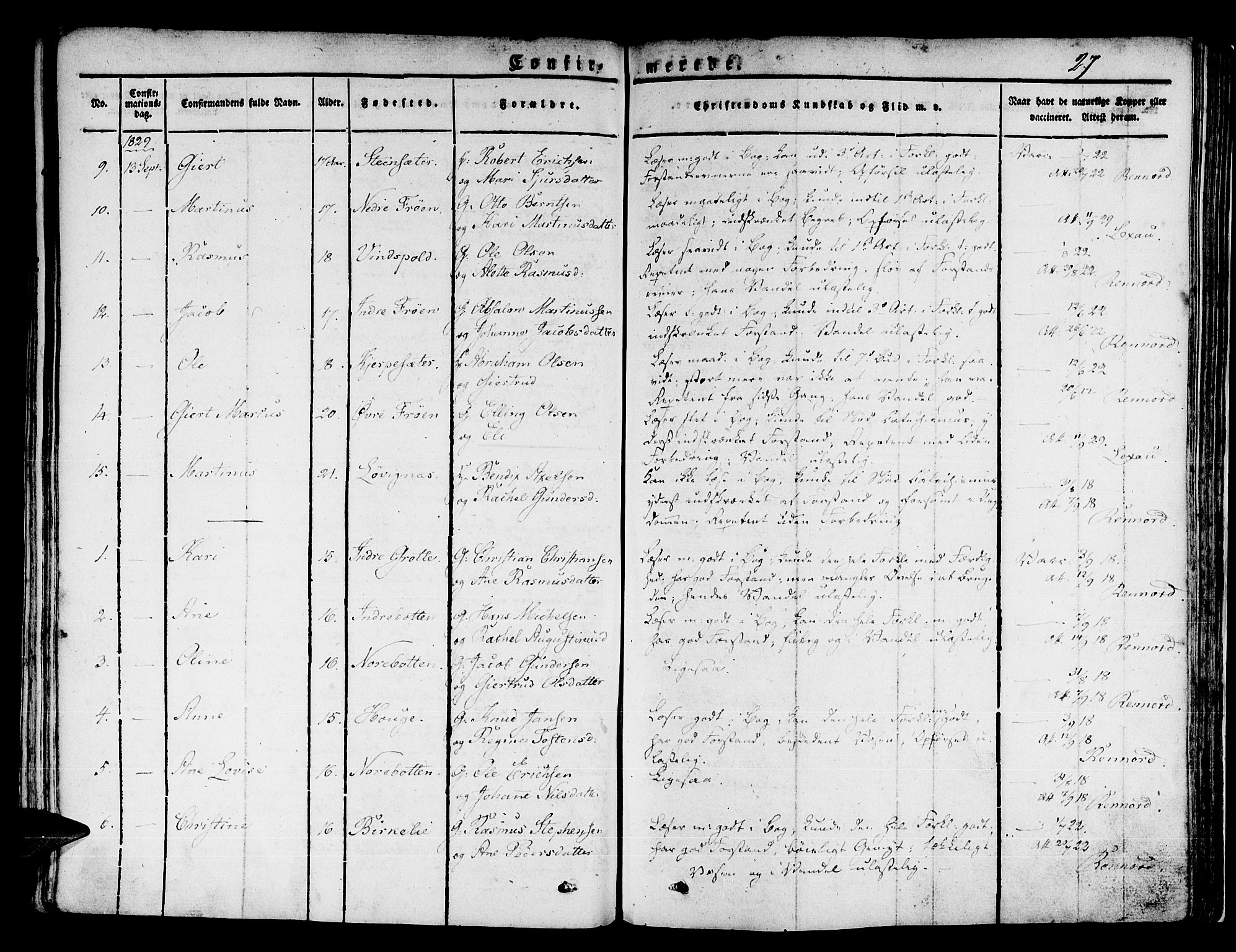 Kinn sokneprestembete, SAB/A-80801/H/Haa/Haaa/L0004/0001: Parish register (official) no. A 4I, 1822-1840, p. 27