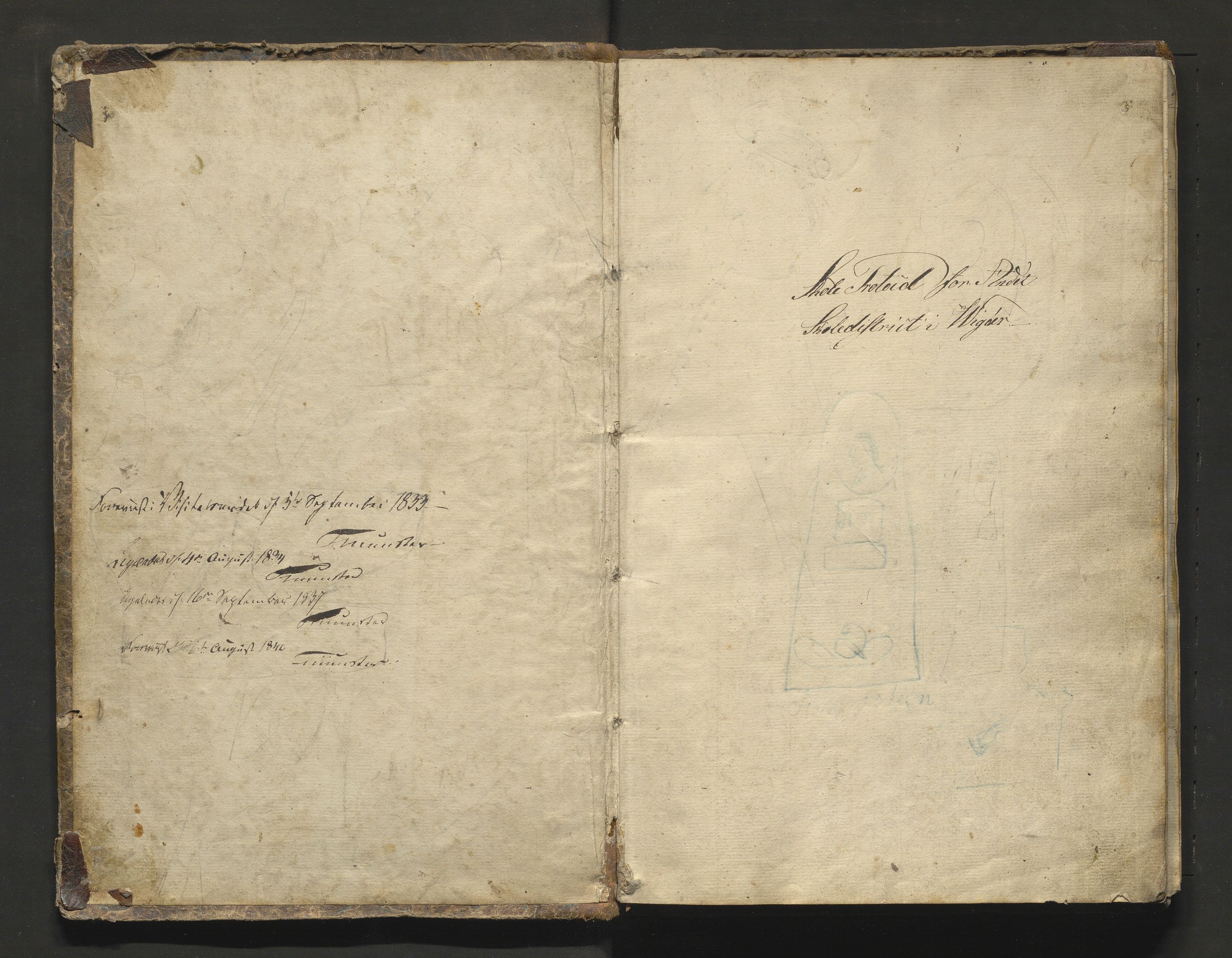Kvam herad. Barneskulane, IKAH/1238-231/F/Fa/L0005: Skuleprotokoll for 2. skuledistrikt i Vikøy prestegjeld m/inventarliste, 1831-1845