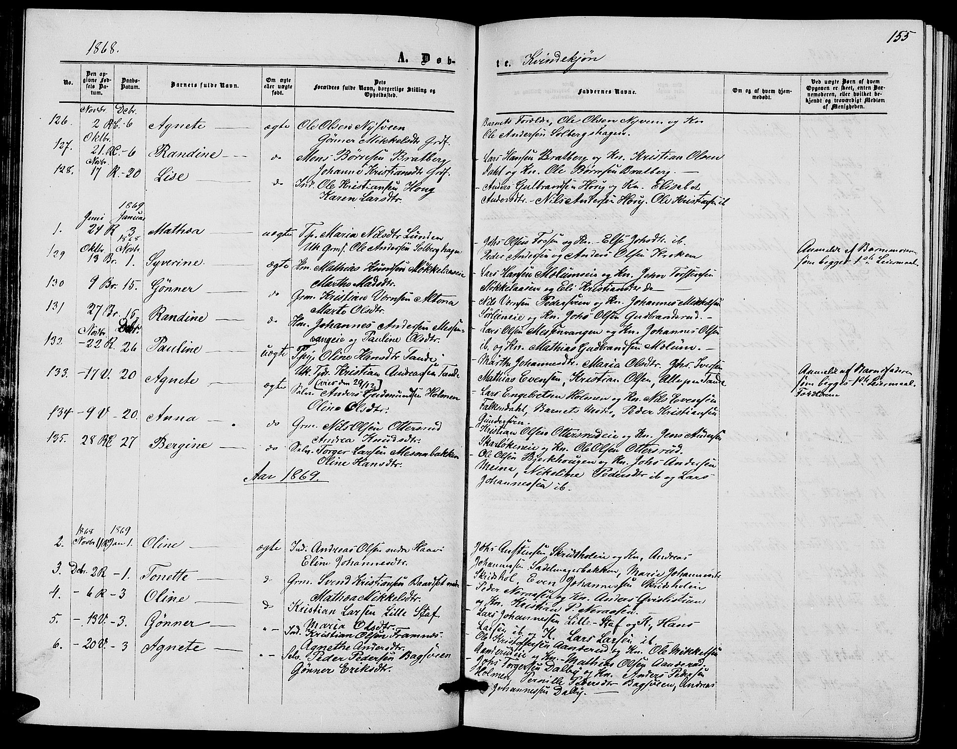 Ringsaker prestekontor, AV/SAH-PREST-014/L/La/L0007: Parish register (copy) no. 7, 1861-1869, p. 155