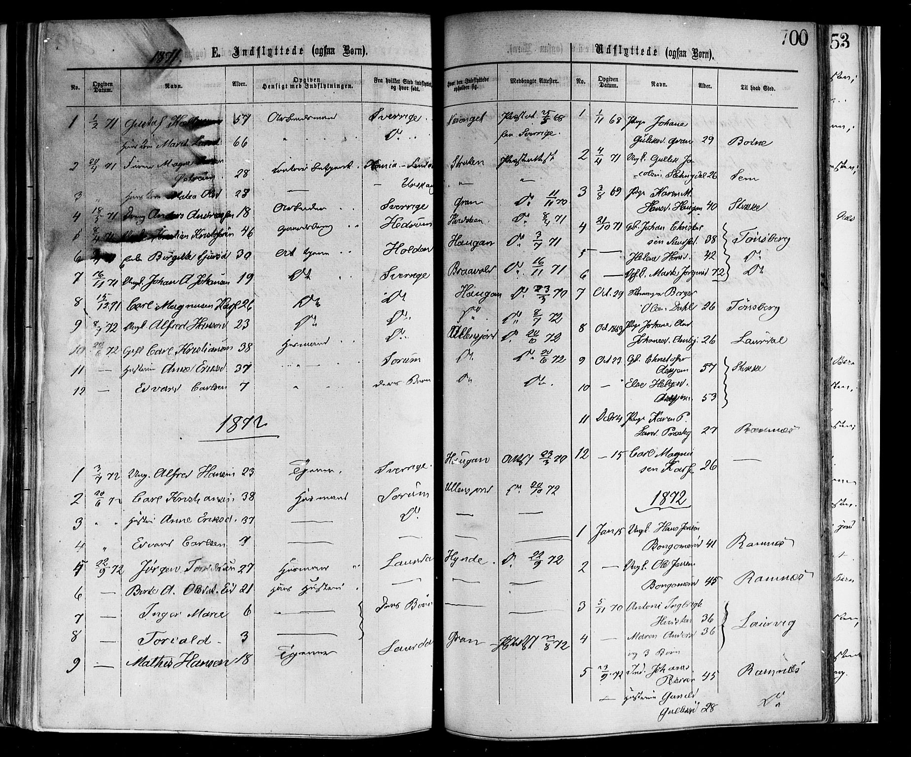 Andebu kirkebøker, SAKO/A-336/F/Fa/L0006: Parish register (official) no. 6, 1871-1878, p. 700