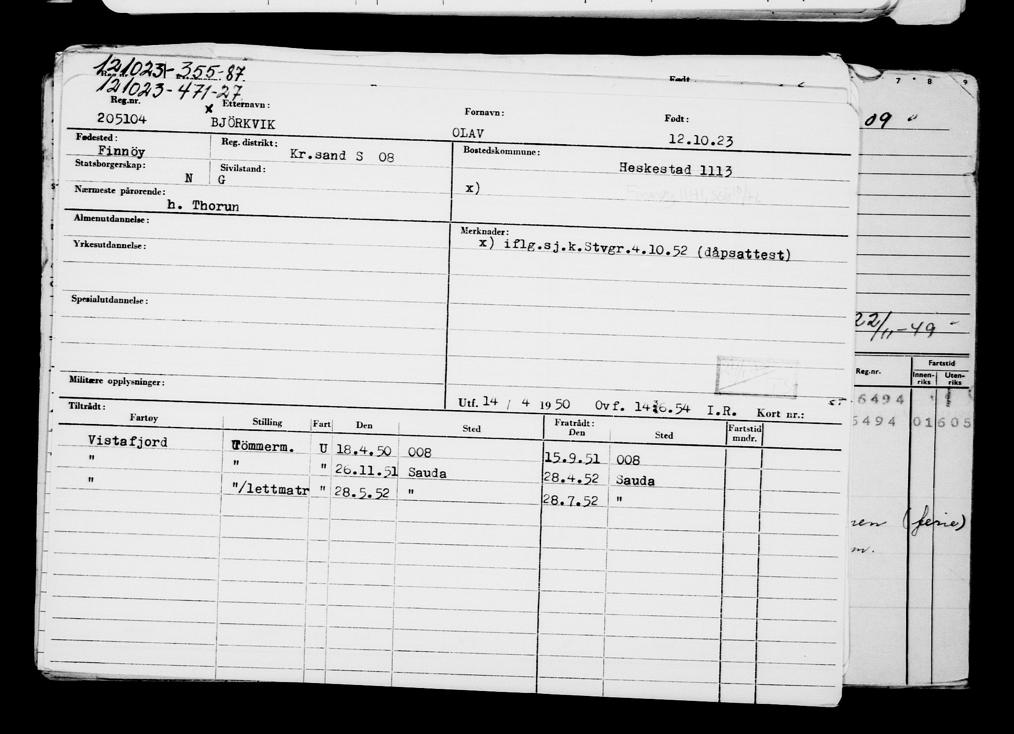 Direktoratet for sjømenn, AV/RA-S-3545/G/Gb/L0223: Hovedkort, 1923, p. 797