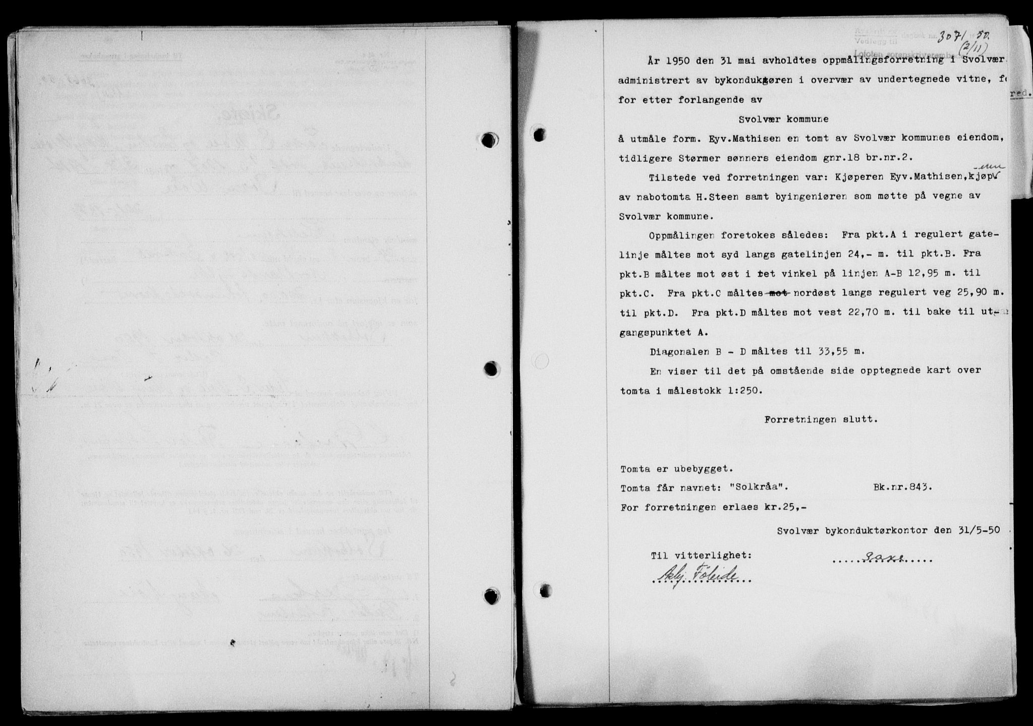 Lofoten sorenskriveri, SAT/A-0017/1/2/2C/L0024a: Mortgage book no. 24a, 1950-1950, Diary no: : 3071/1950
