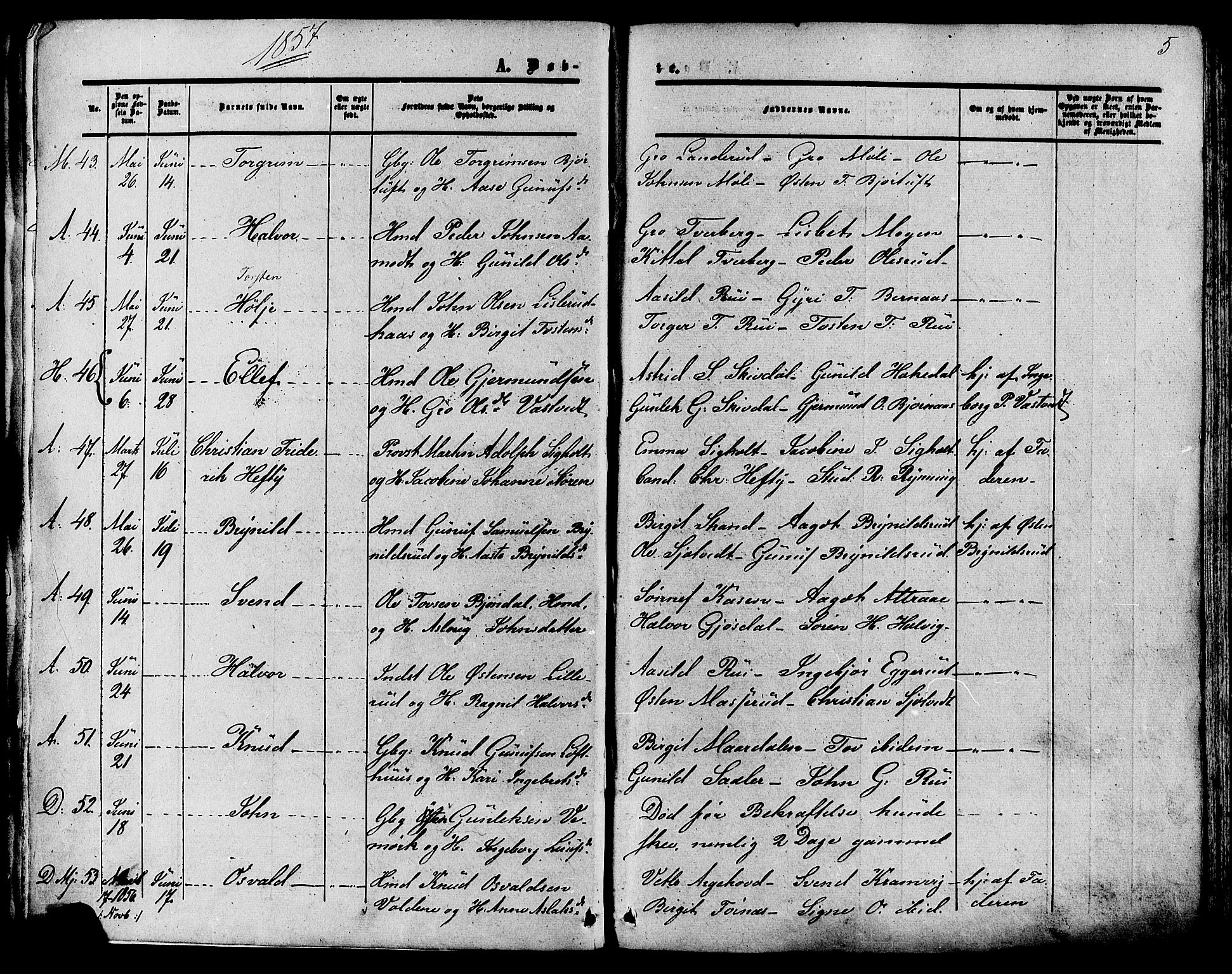 Tinn kirkebøker, AV/SAKO-A-308/F/Fa/L0006: Parish register (official) no. I 6, 1857-1878, p. 5