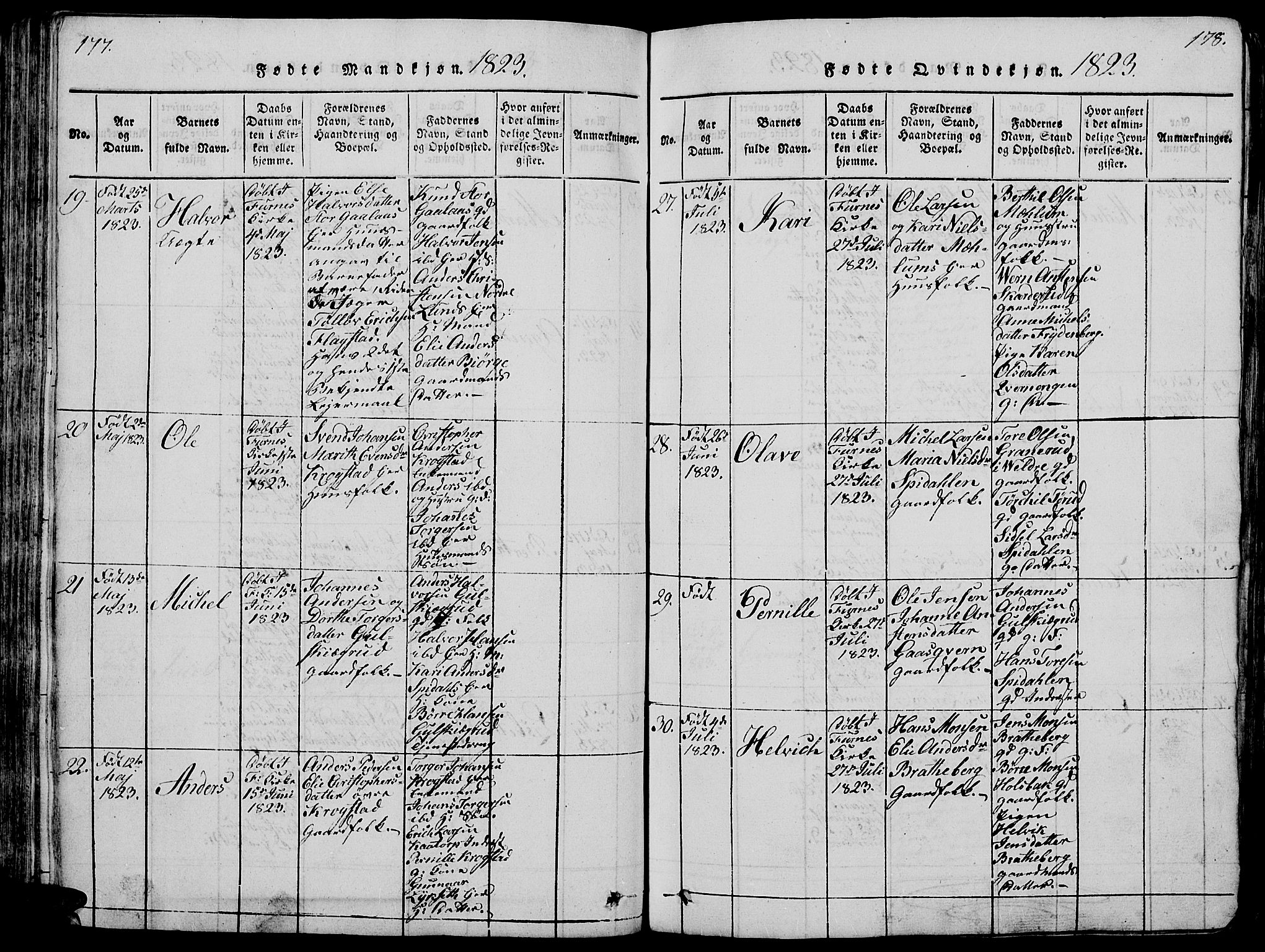 Vang prestekontor, Hedmark, AV/SAH-PREST-008/H/Ha/Hab/L0005: Parish register (copy) no. 5, 1815-1836, p. 177-178