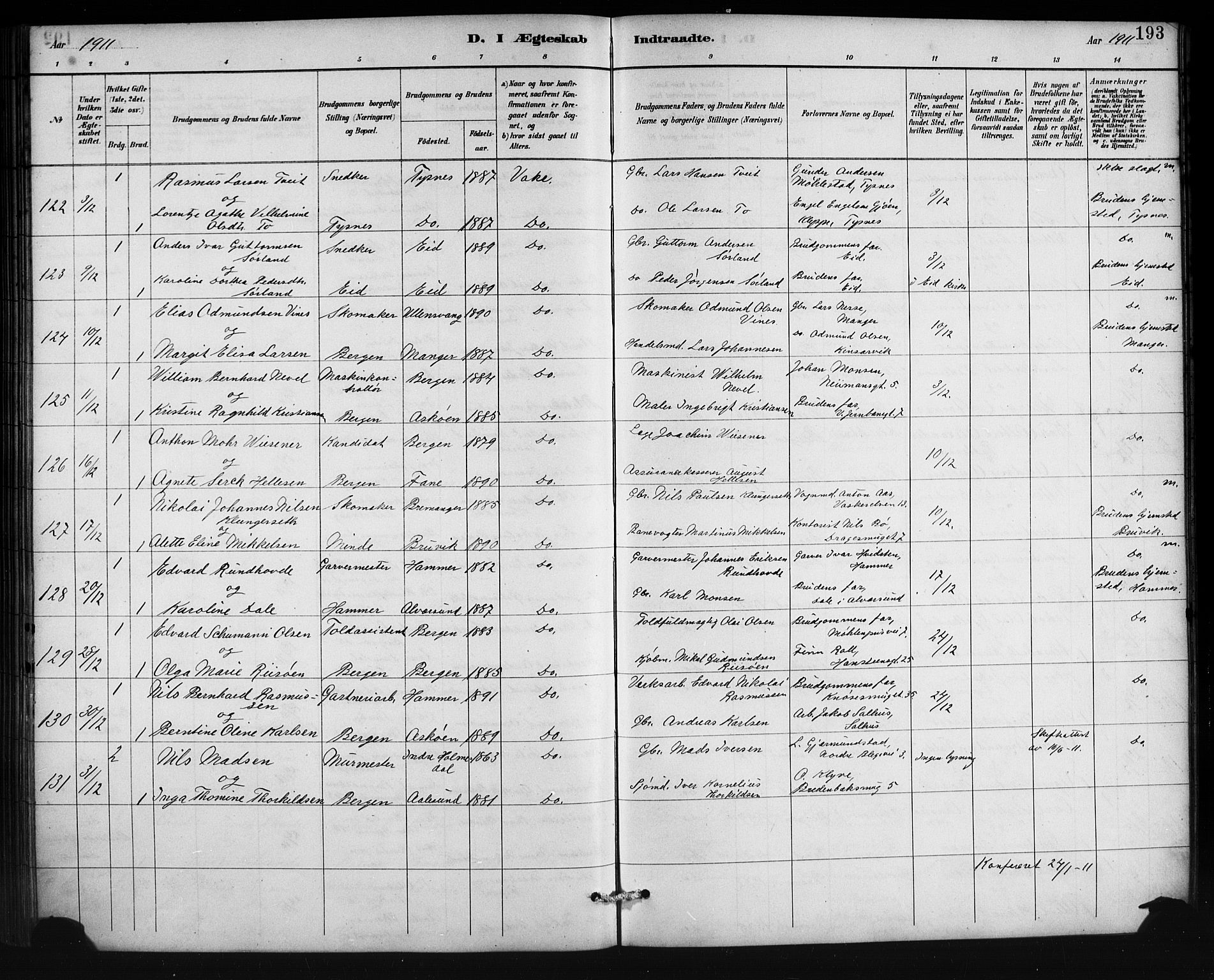 Johanneskirken sokneprestembete, AV/SAB-A-76001/H/Hab: Parish register (copy) no. C 1, 1885-1912, p. 193