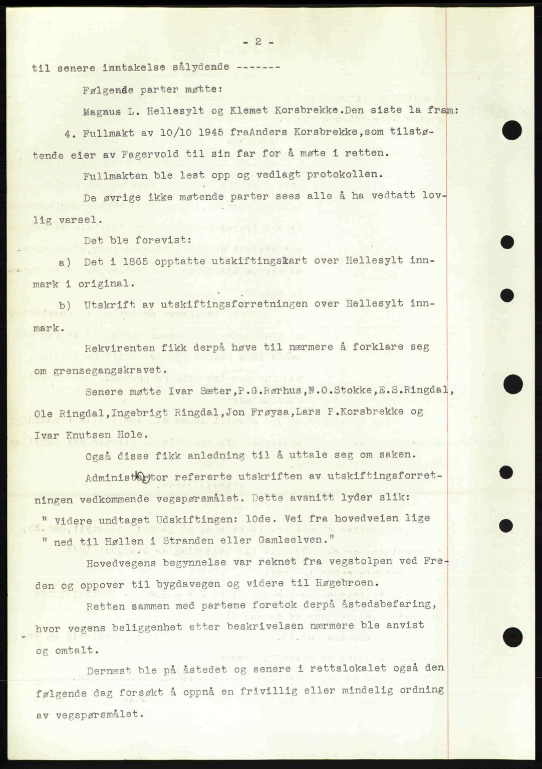 Nordre Sunnmøre sorenskriveri, AV/SAT-A-0006/1/2/2C/2Ca: Mortgage book no. A20b, 1946-1946, Diary no: : 237/1946