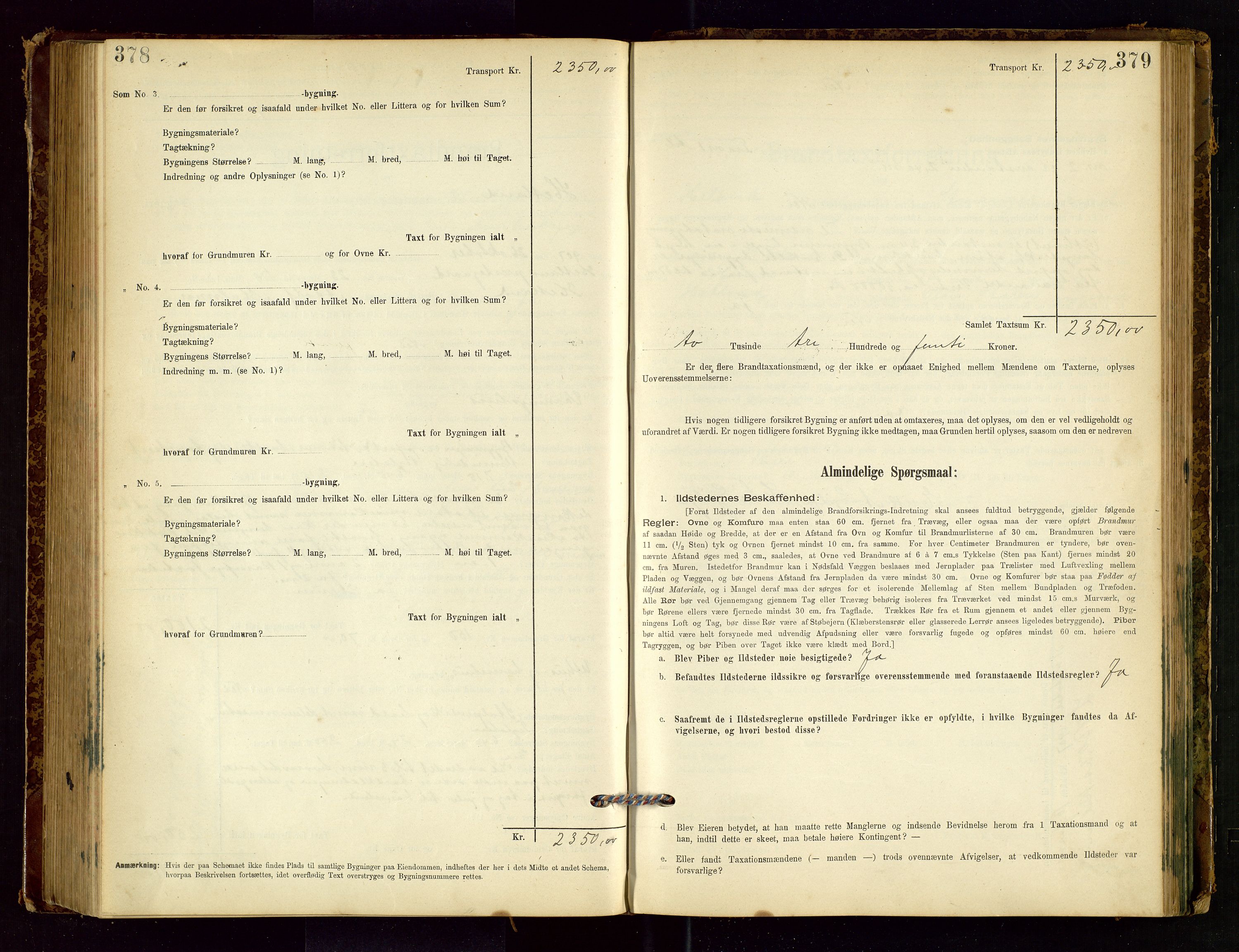 Hetland lensmannskontor, SAST/A-100101/Gob/L0001: "Brandtaxationsprotokol", 1895-1918, p. 378-379