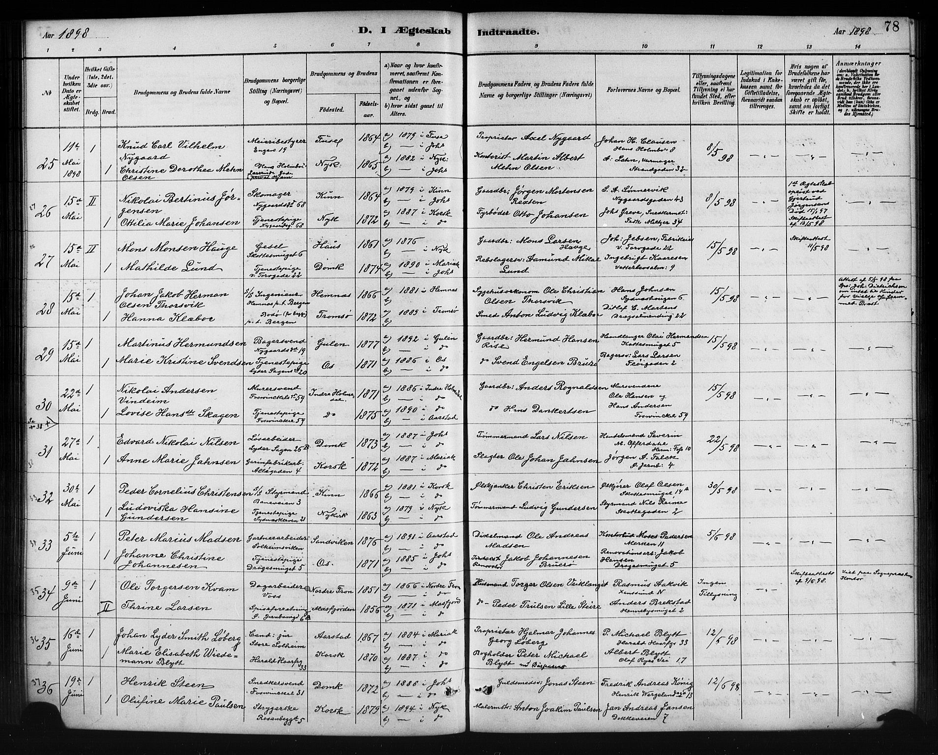 Johanneskirken sokneprestembete, AV/SAB-A-76001/H/Hab: Parish register (copy) no. C 1, 1885-1912, p. 78