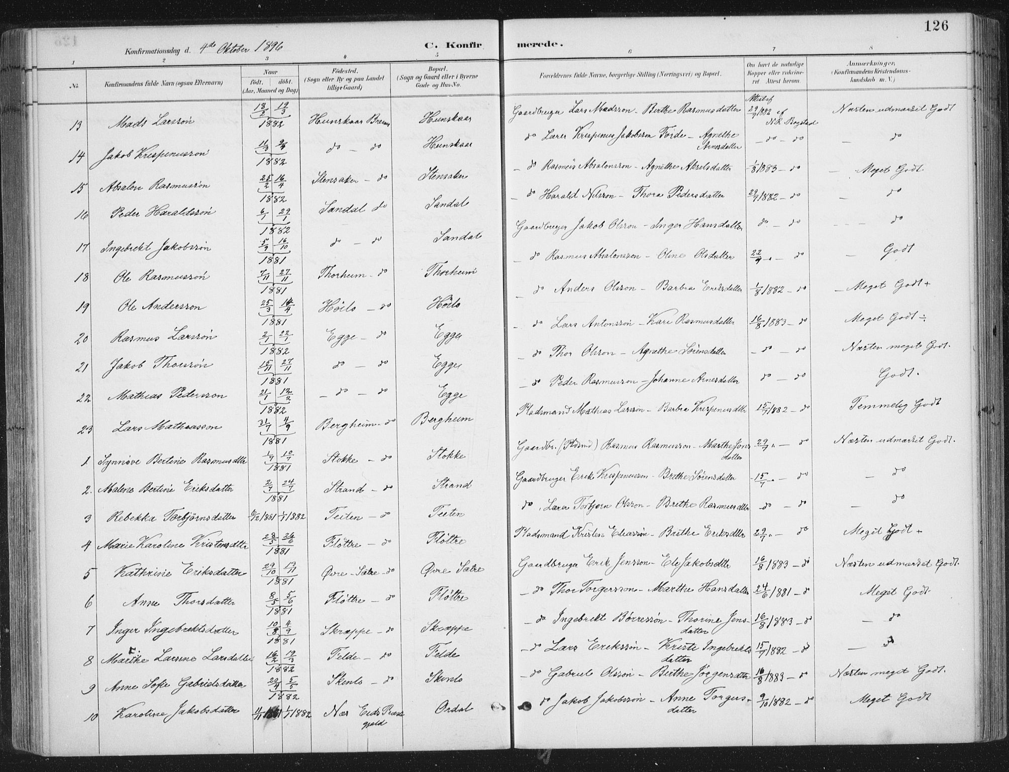 Gloppen sokneprestembete, SAB/A-80101/H/Haa/Haac/L0002: Parish register (official) no. C  2, 1887-1904, p. 126