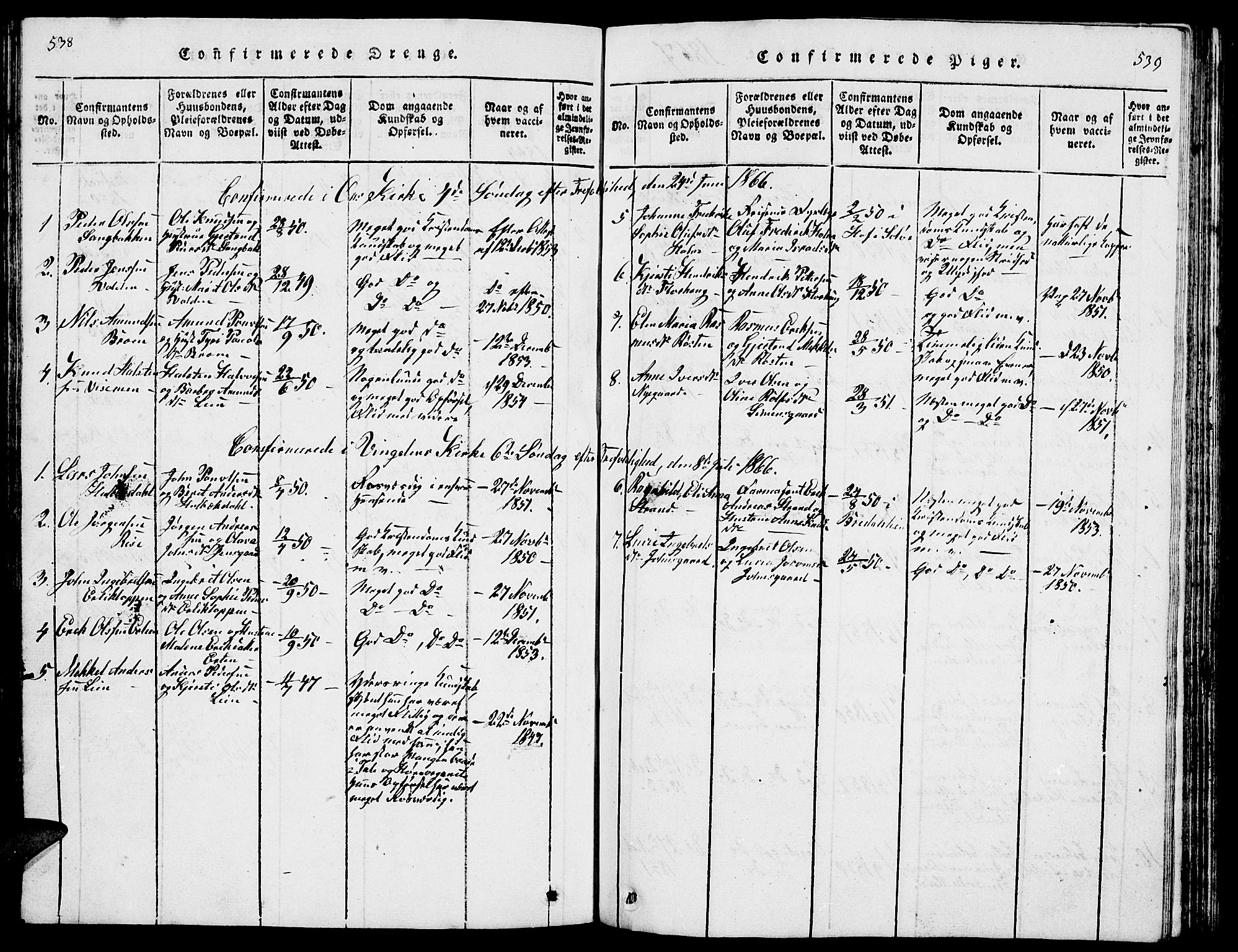 Tolga prestekontor, SAH/PREST-062/L/L0001: Parish register (copy) no. 1, 1814-1877, p. 538-539