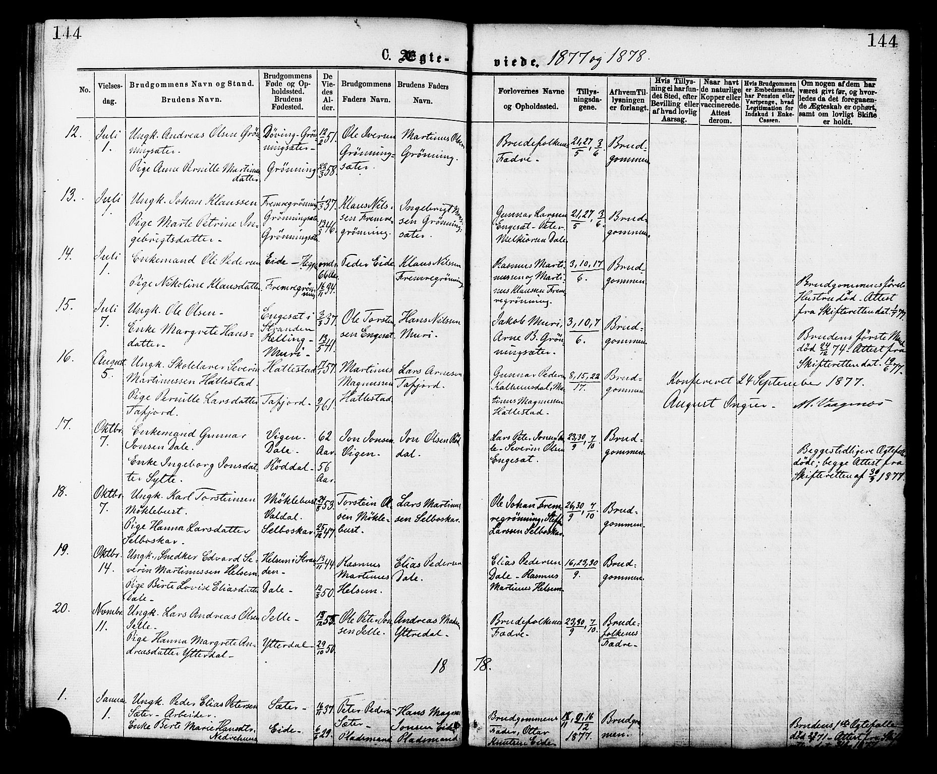 Ministerialprotokoller, klokkerbøker og fødselsregistre - Møre og Romsdal, SAT/A-1454/519/L0254: Parish register (official) no. 519A13, 1868-1883, p. 144