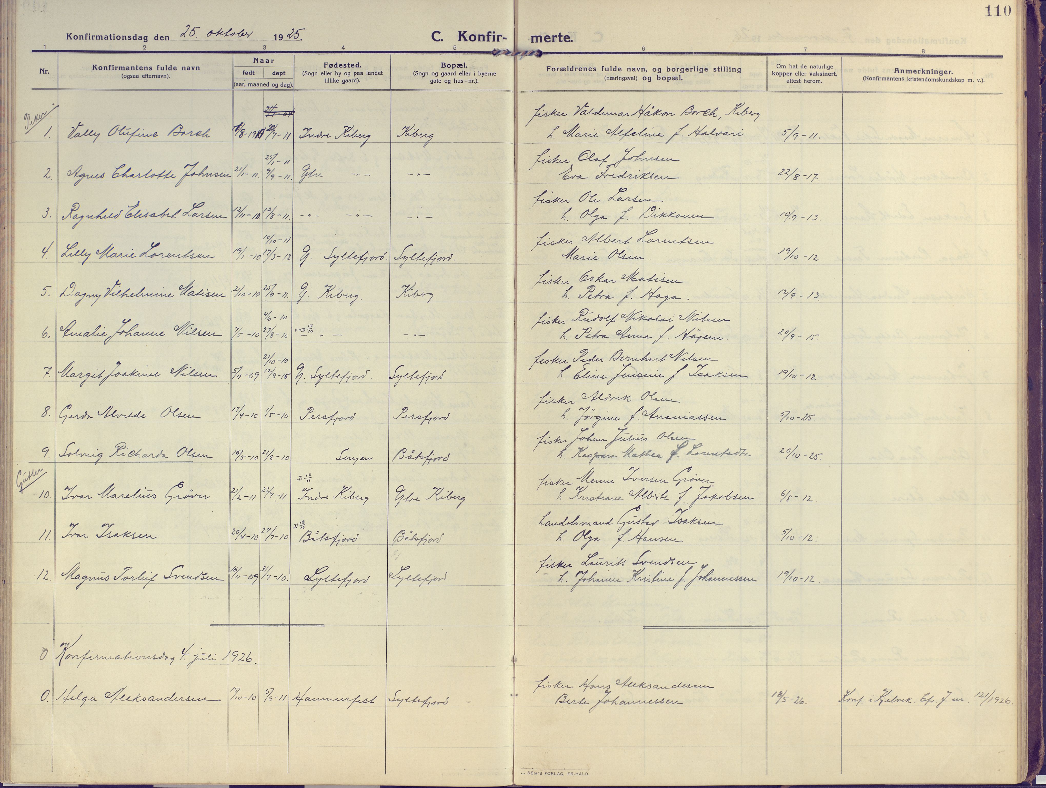 Vardø sokneprestkontor, AV/SATØ-S-1332/H/Ha/L0013kirke: Parish register (official) no. 13, 1912-1928, p. 110