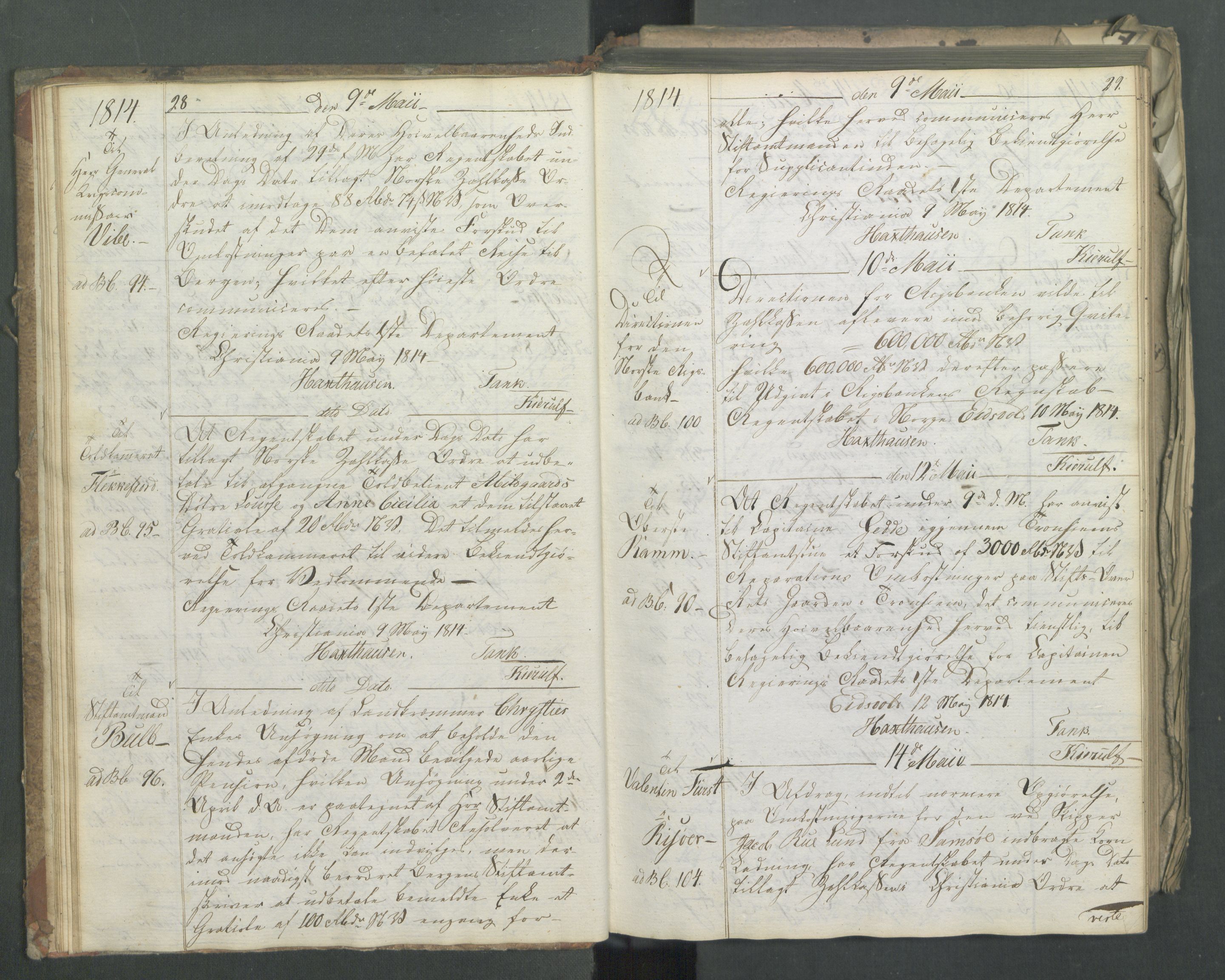 Departementene i 1814, AV/RA-S-3899/Fa/L0011: Bokholderkontoret - Kopibok, 1814, p. 28-29