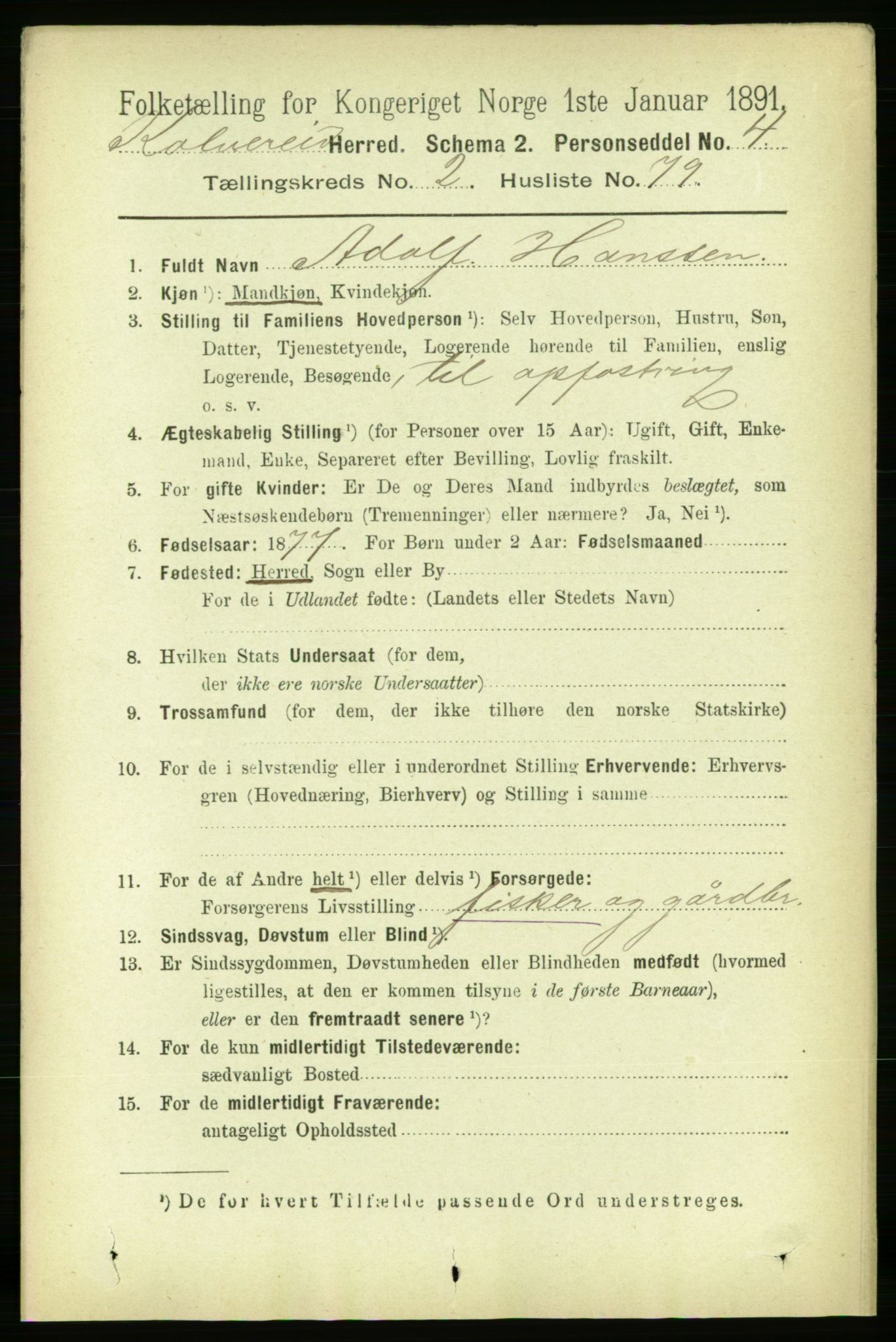 RA, 1891 census for 1752 Kolvereid, 1891, p. 792