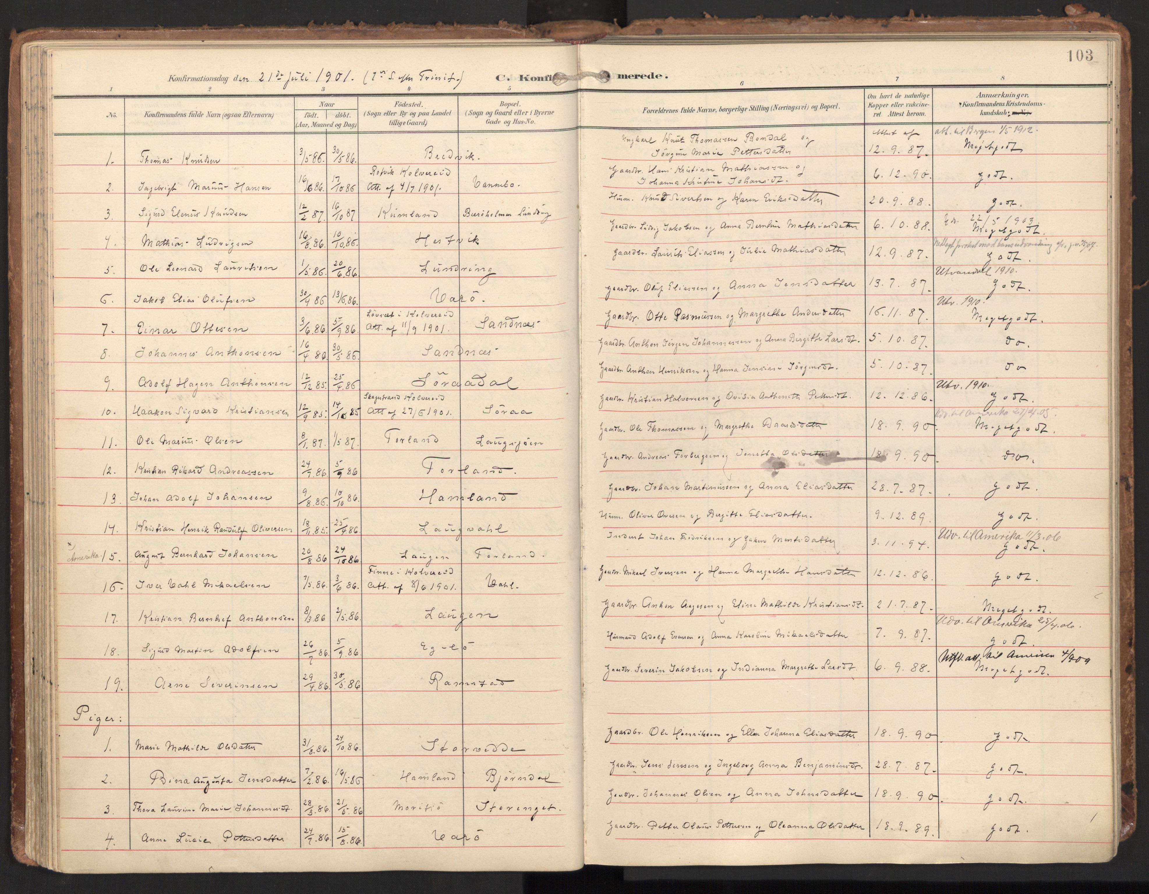 Ministerialprotokoller, klokkerbøker og fødselsregistre - Nord-Trøndelag, AV/SAT-A-1458/784/L0677: Parish register (official) no. 784A12, 1900-1920, p. 103