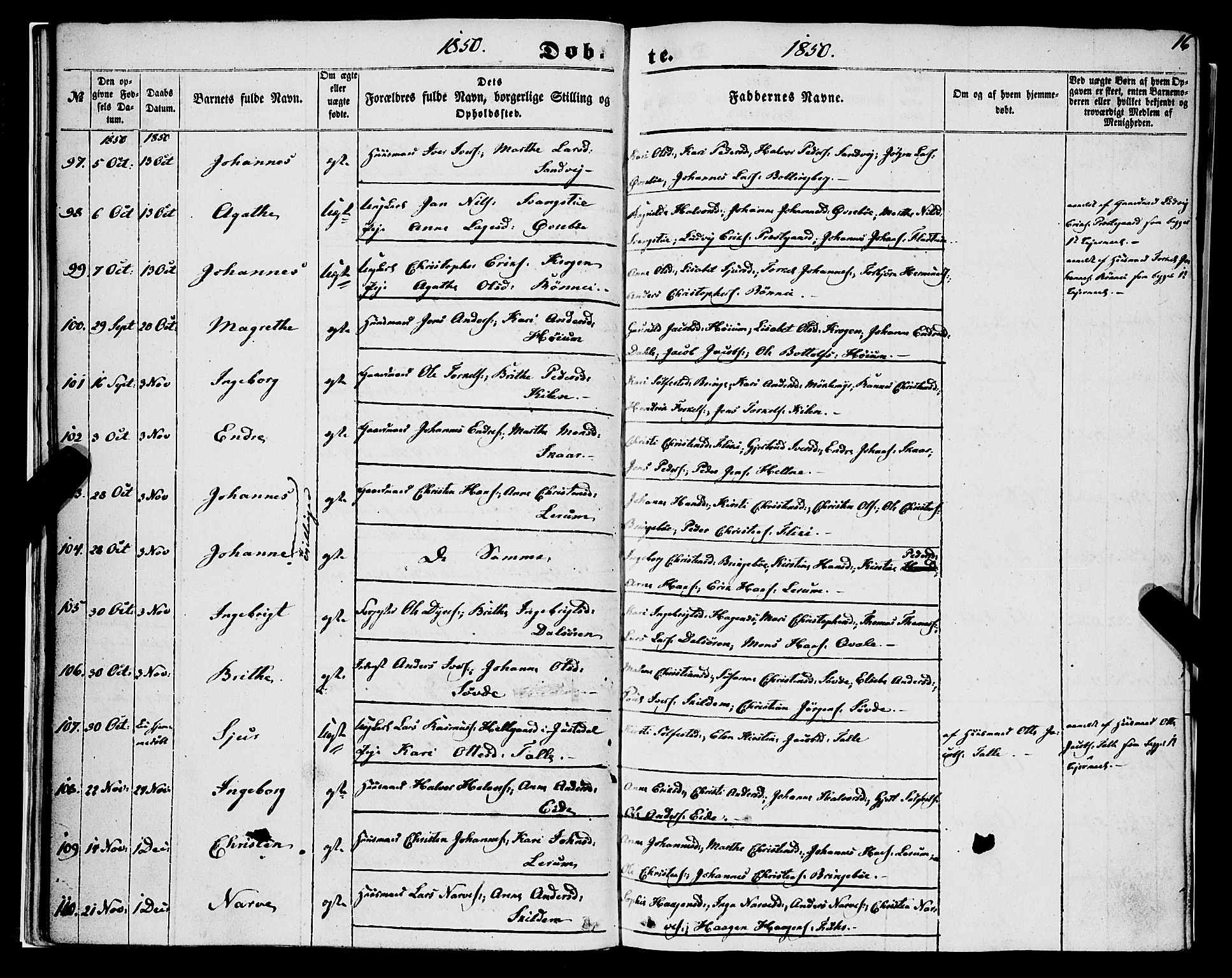 Luster sokneprestembete, SAB/A-81101/H/Haa/Haaa/L0007: Parish register (official) no. A 7, 1849-1859, p. 16