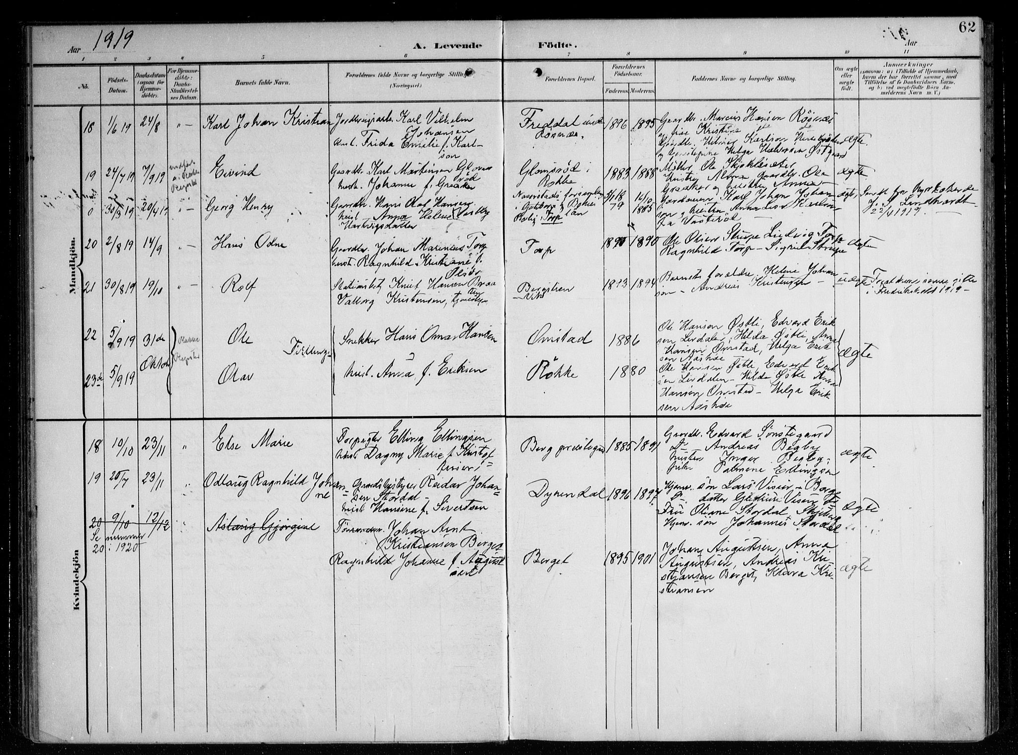 Berg prestekontor Kirkebøker, AV/SAO-A-10902/F/Fa/L0008: Parish register (official) no. I 8, 1902-1920, p. 62