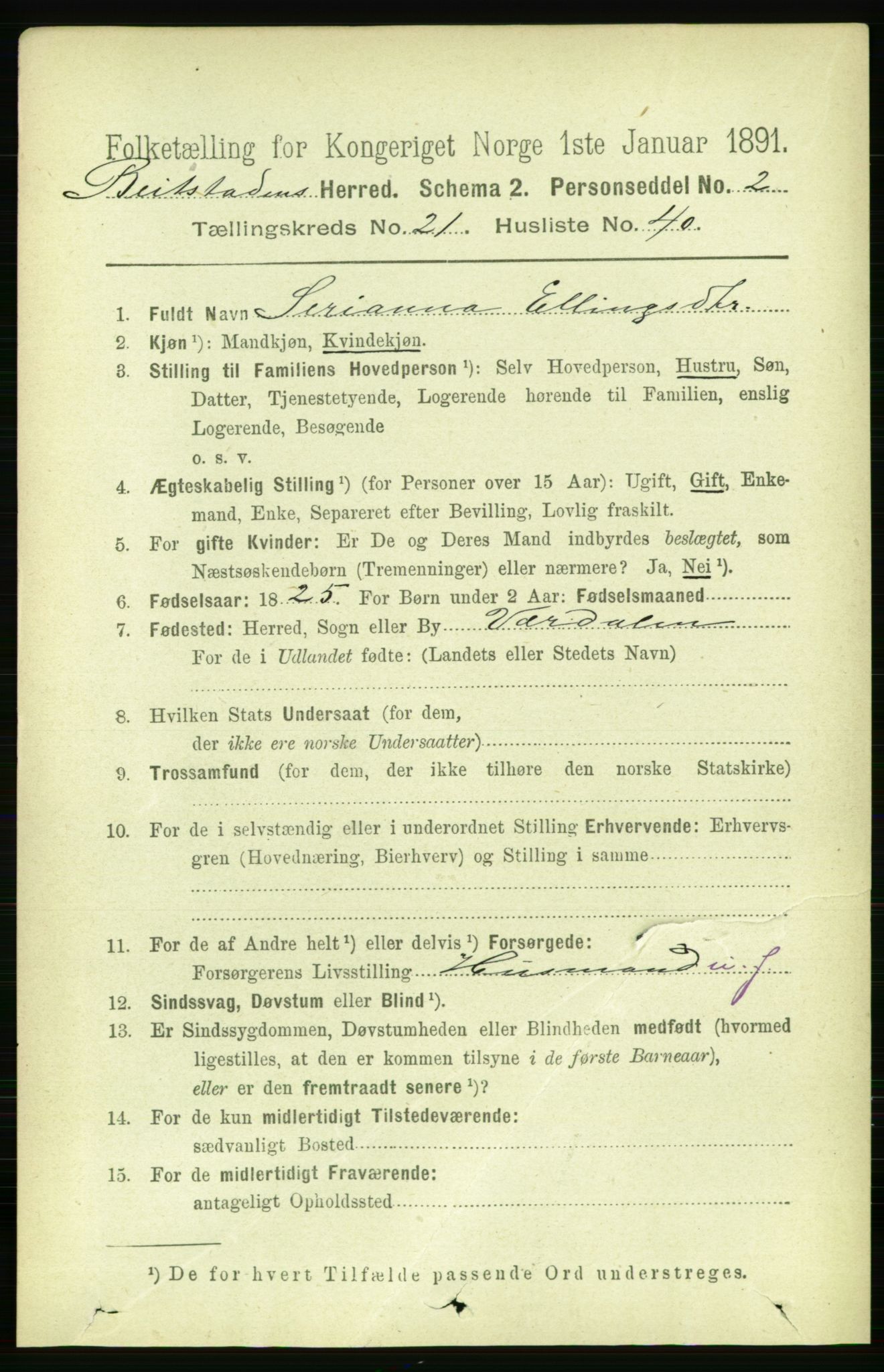 RA, 1891 census for 1727 Beitstad, 1891, p. 5652