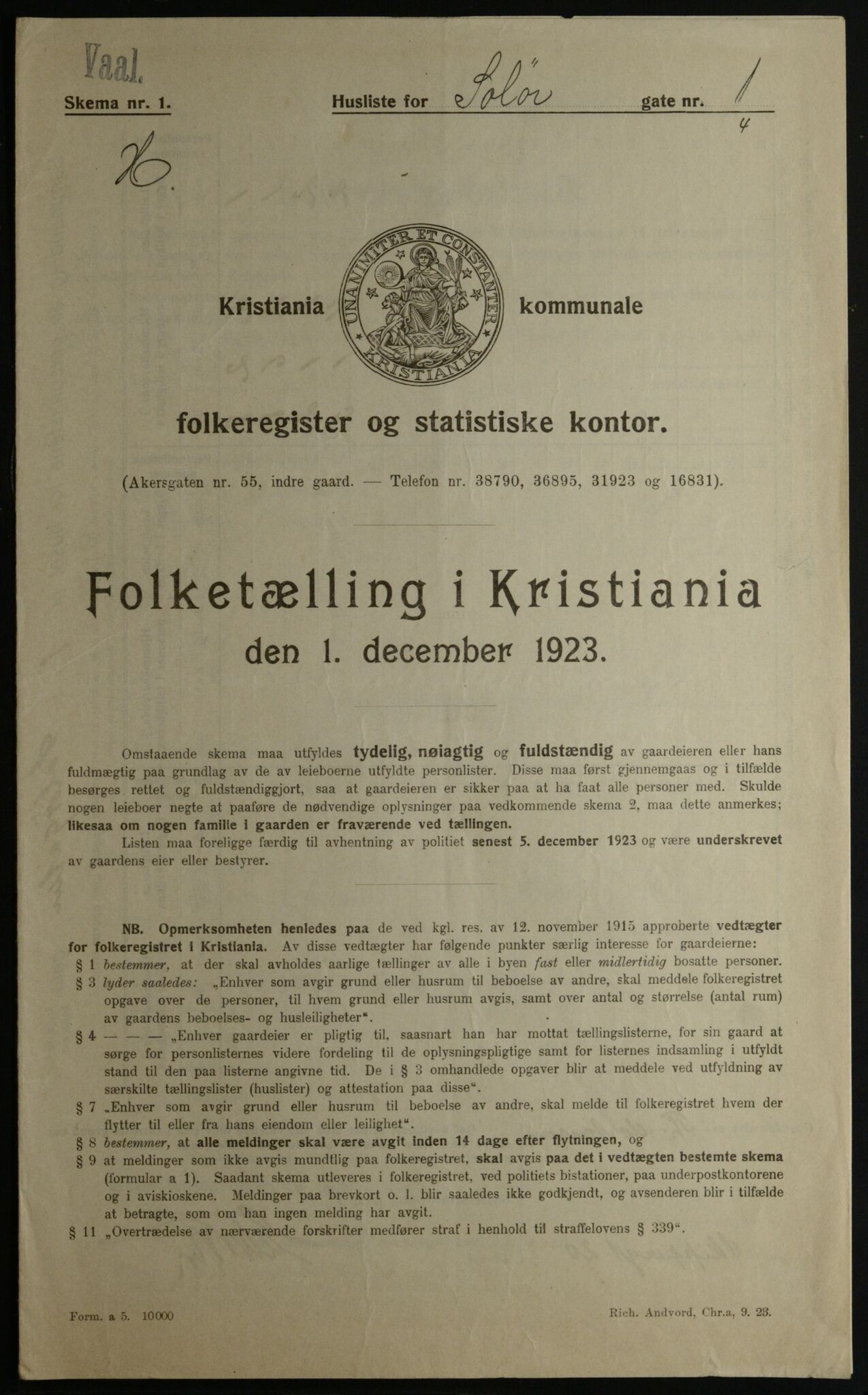 OBA, Municipal Census 1923 for Kristiania, 1923, p. 109827
