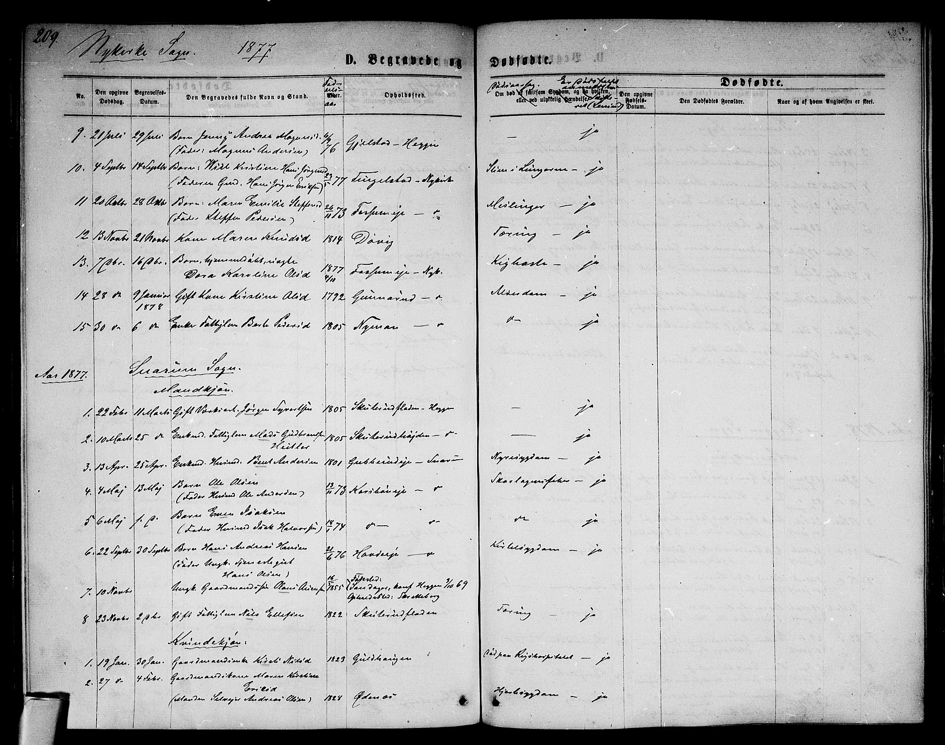 Modum kirkebøker, AV/SAKO-A-234/G/Ga/L0007: Parish register (copy) no. I 7, 1869-1878, p. 209