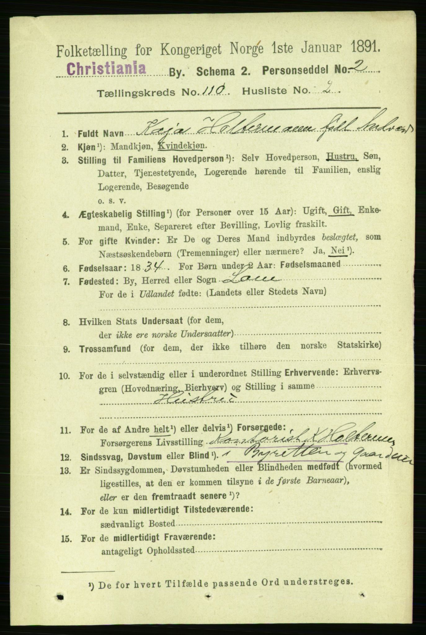RA, 1891 census for 0301 Kristiania, 1891, p. 57125