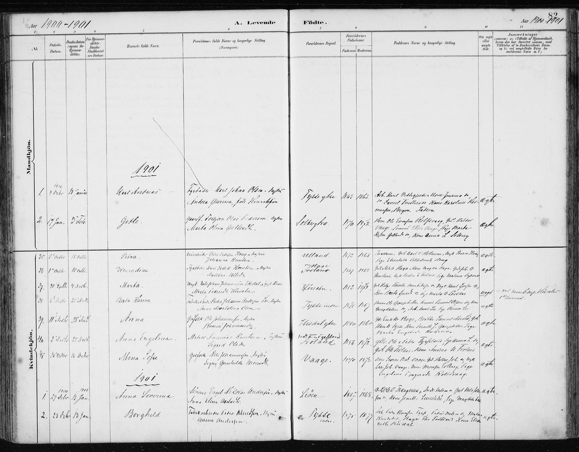 Samnanger Sokneprestembete, SAB/A-77501/H/Haa: Parish register (official) no. A 1, 1885-1901, p. 82