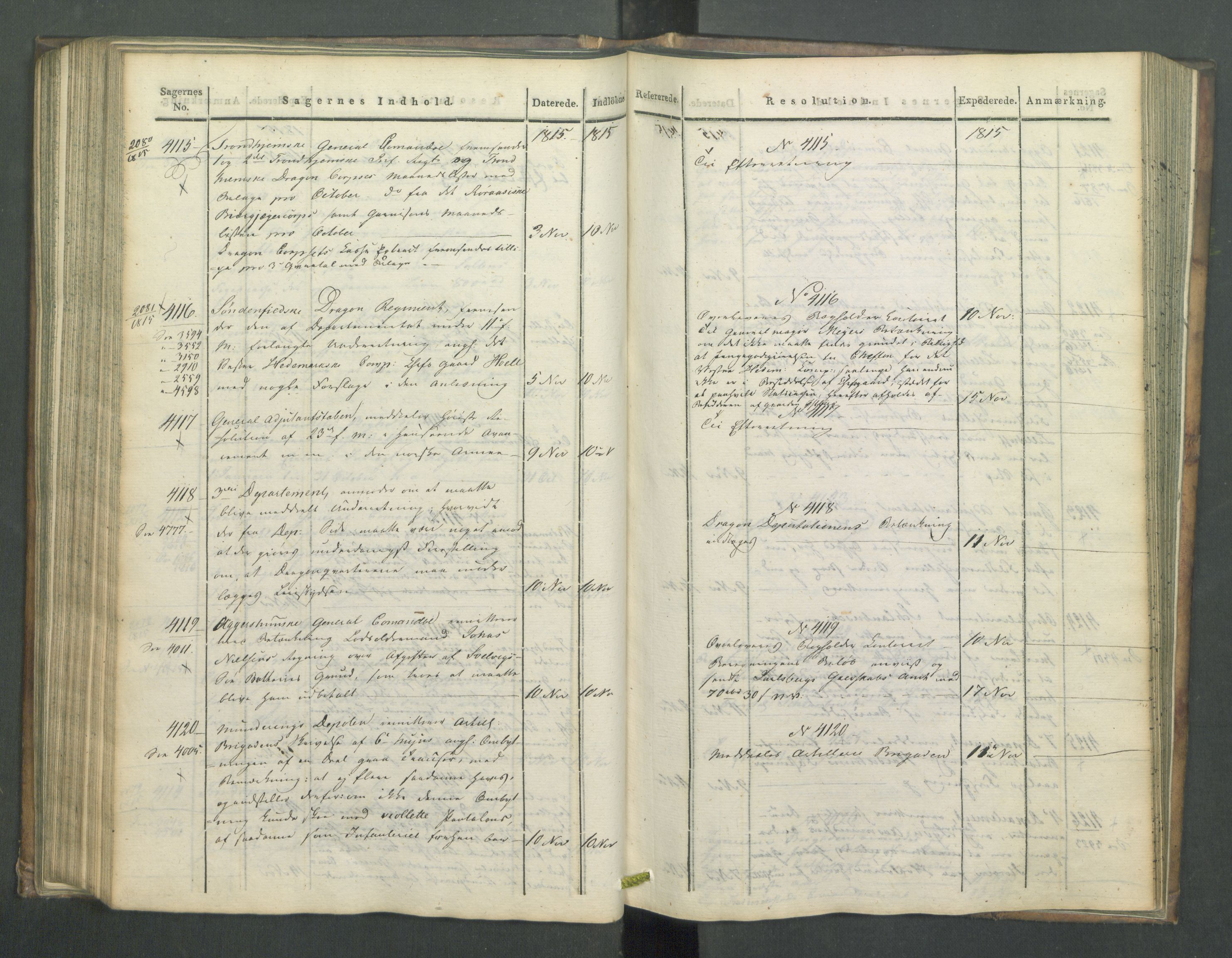 Armédepartementet, AV/RA-RAFA-3493/C/Ca/L0006: 6. Departements Journal, 1815