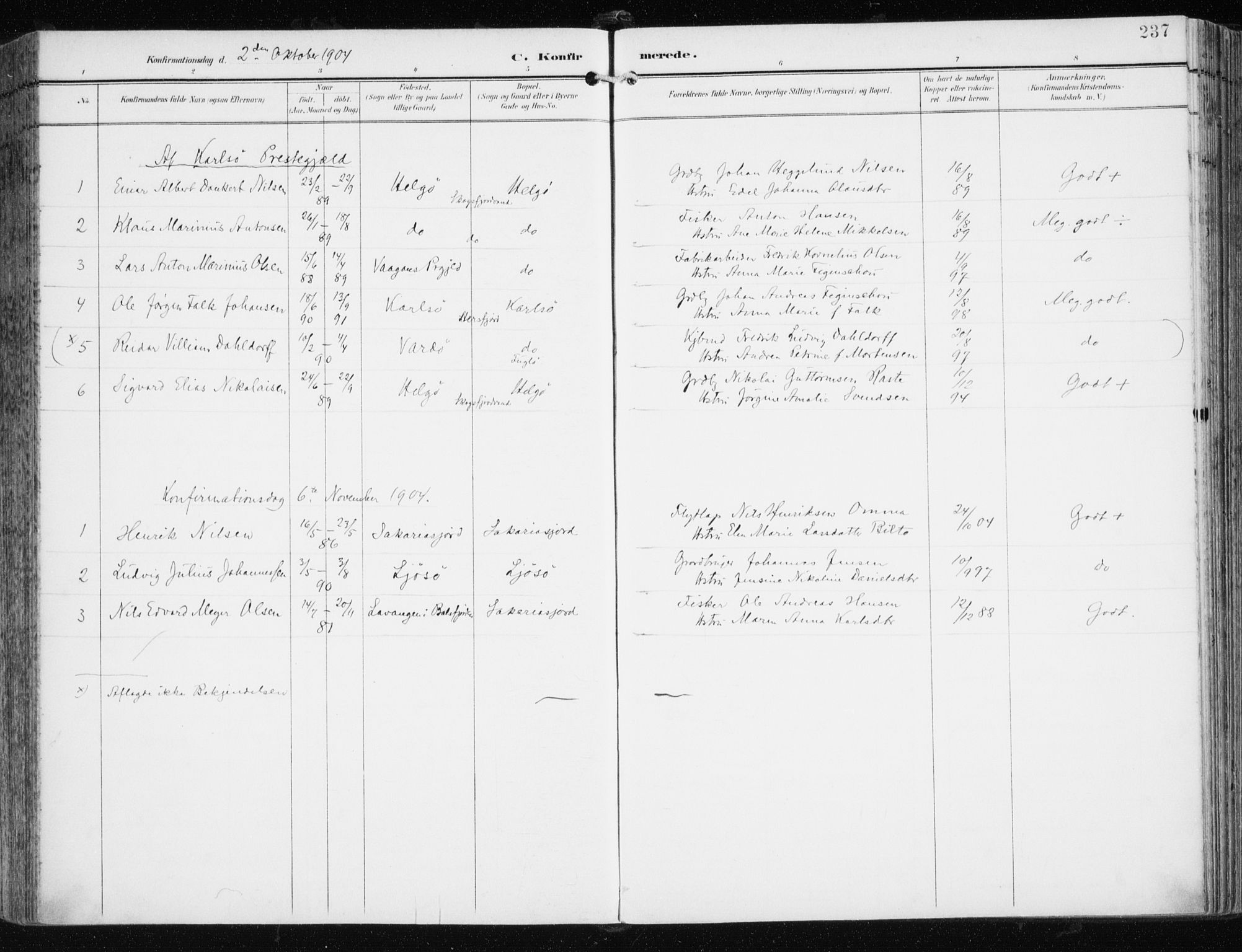 Tromsøysund sokneprestkontor, AV/SATØ-S-1304/G/Ga/L0006kirke: Parish register (official) no. 6, 1897-1906, p. 237