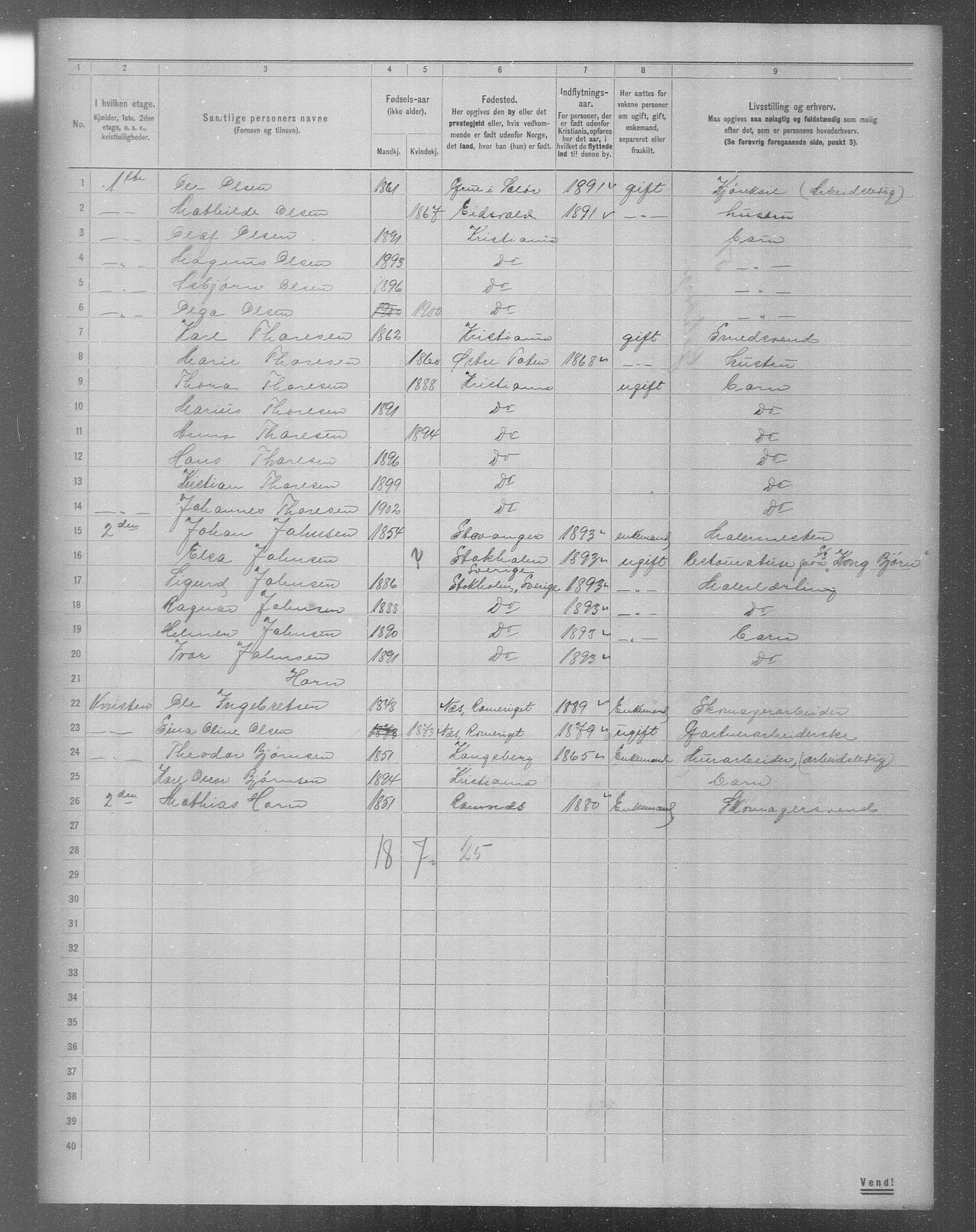 OBA, Municipal Census 1904 for Kristiania, 1904, p. 6706