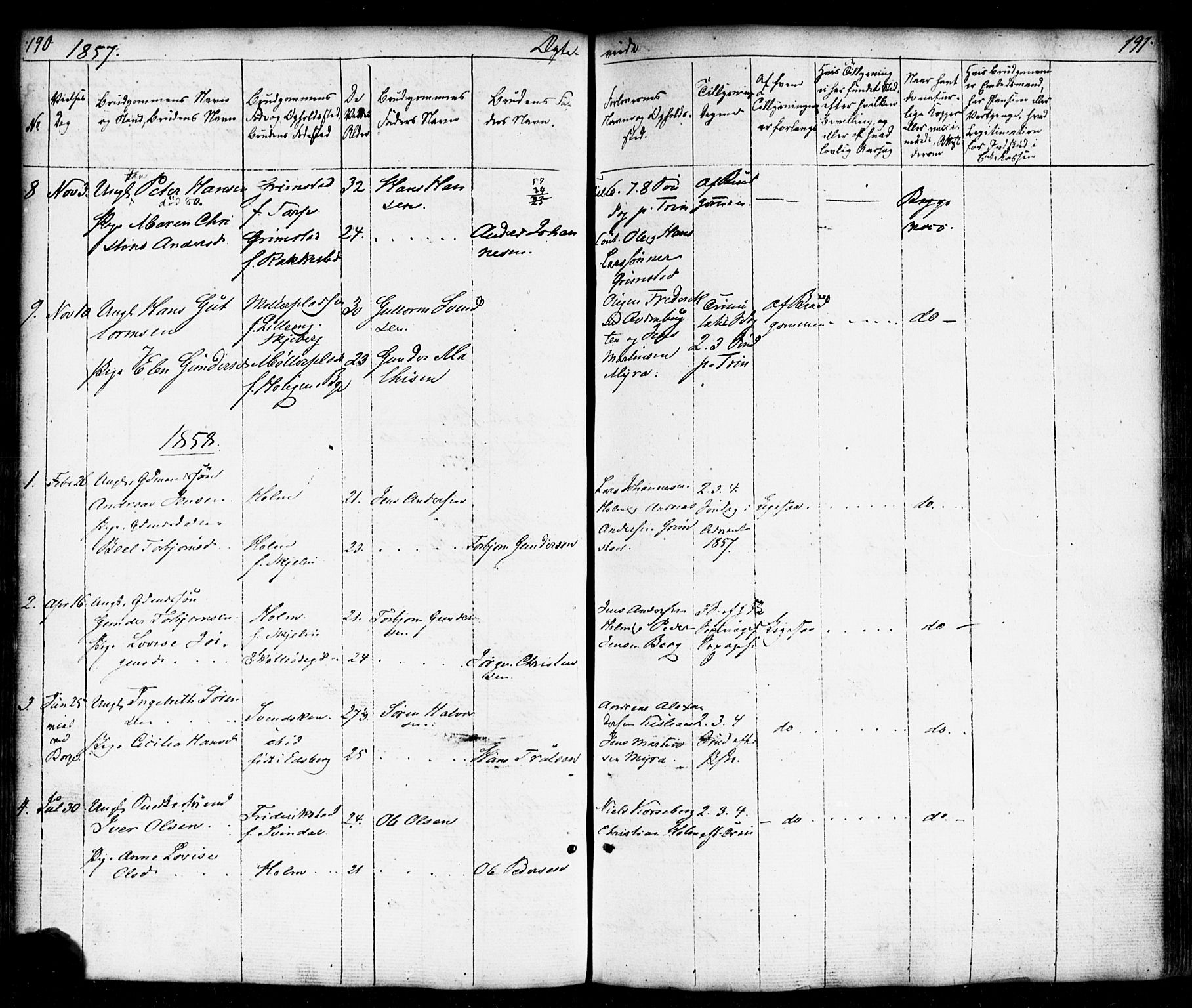 Borge prestekontor Kirkebøker, AV/SAO-A-10903/F/Fb/L0002: Parish register (official) no. II 2, 1853-1877, p. 190-191