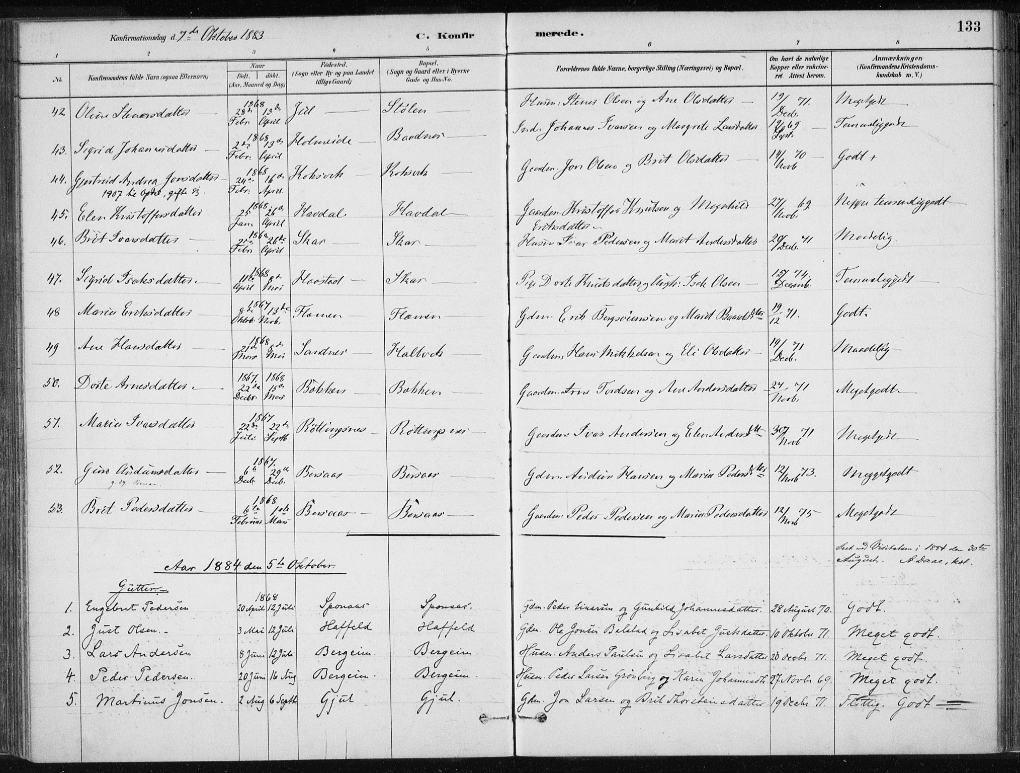 Ministerialprotokoller, klokkerbøker og fødselsregistre - Møre og Romsdal, AV/SAT-A-1454/586/L0987: Parish register (official) no. 586A13, 1879-1892, p. 133