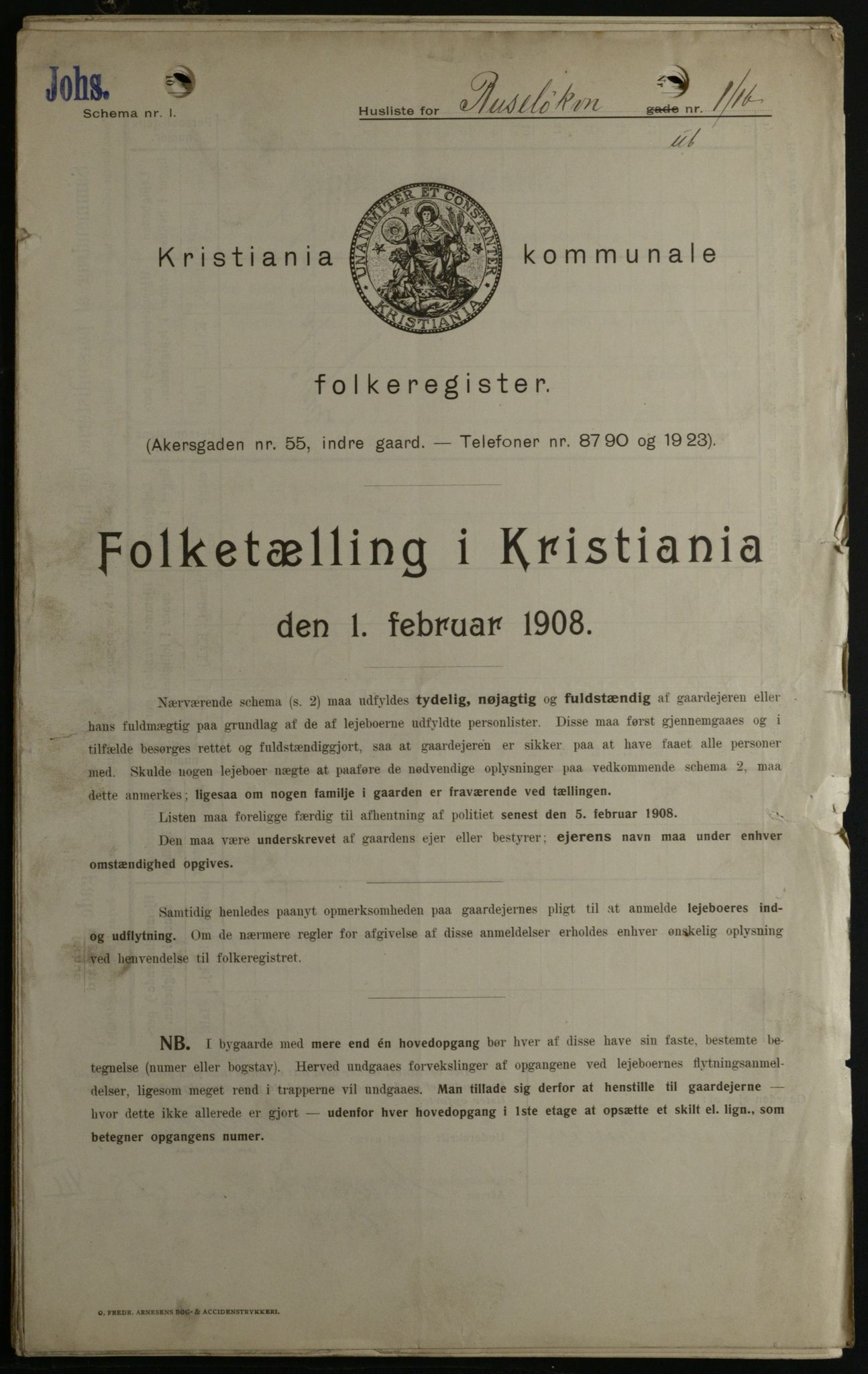 OBA, Municipal Census 1908 for Kristiania, 1908, p. 76191