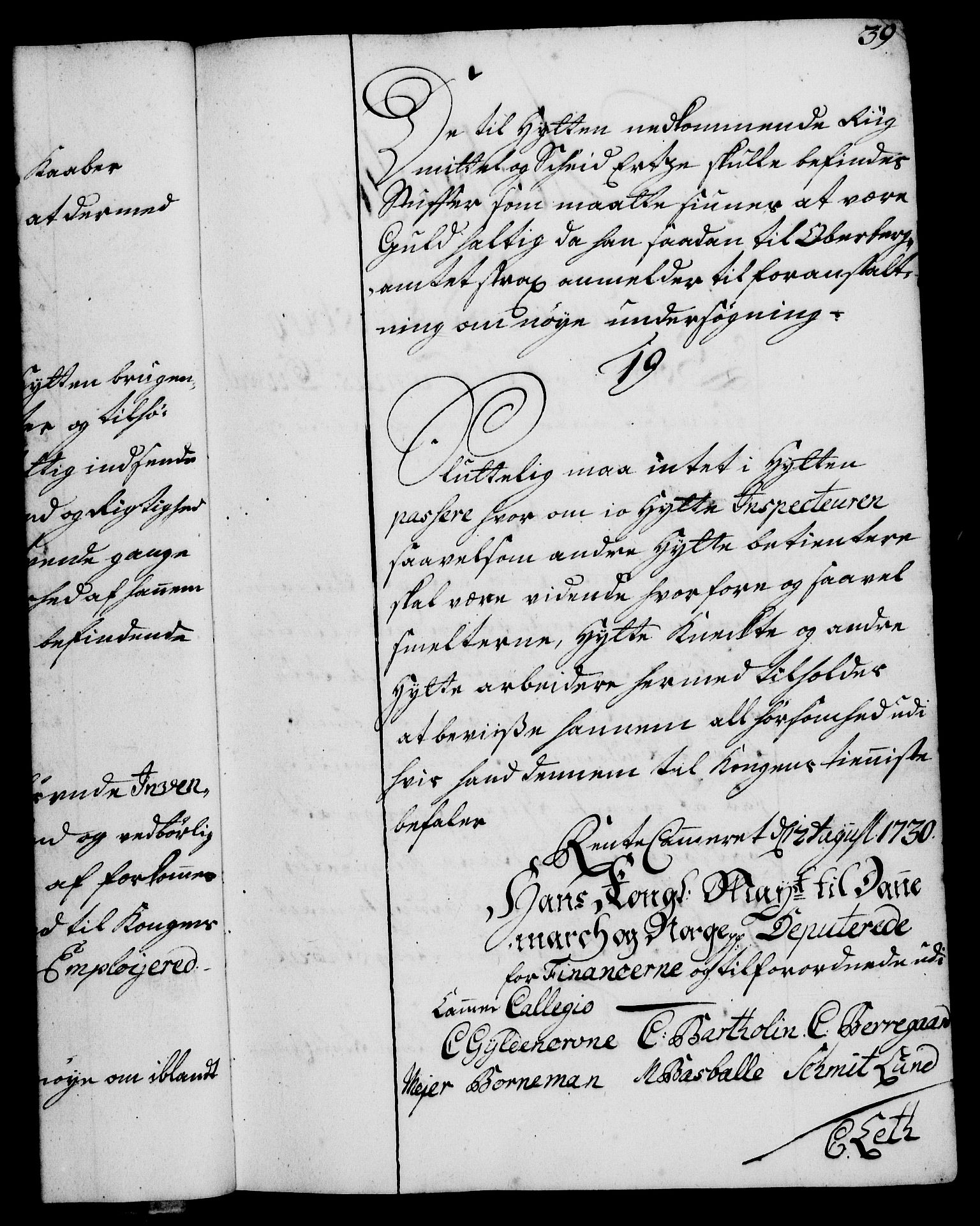 Rentekammeret, Kammerkanselliet, RA/EA-3111/G/Gg/Ggi/L0002: Norsk instruksjonsprotokoll med register (merket RK 53.35), 1729-1751, p. 39